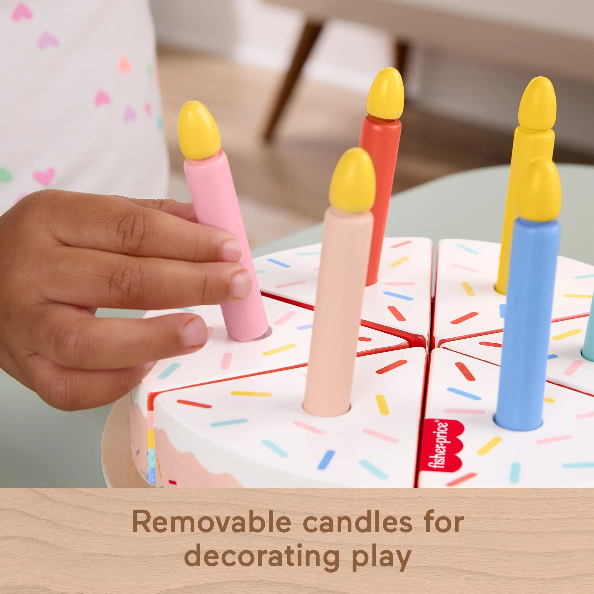 Fisher-Price Wooden Cake, Pretend Food Decorating Set For Preschool Kids, 14 Wood Pieces - Image 4