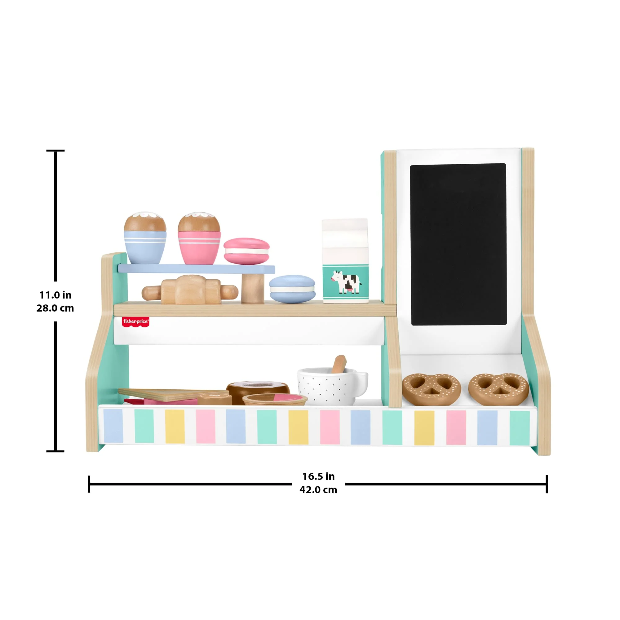 Fisher-Price Wooden Coffee Shop Set For Preschool Pretend Play, 20 Wood Pieces - Image 6