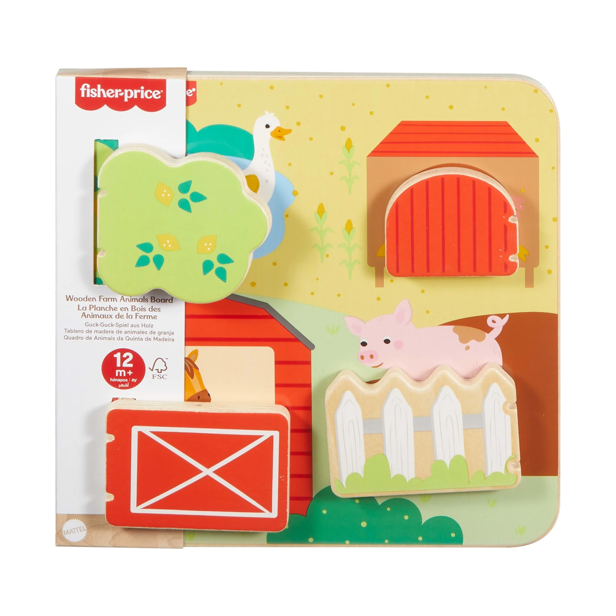 Fisher-Price Wooden Farm Animal Board Busy Activity Toy For Baby & Toddler, 1 Wood Piece - Image 5