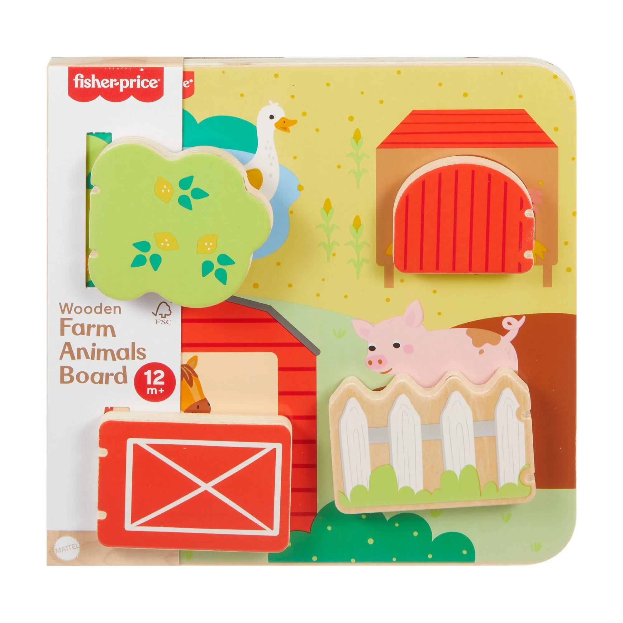 Fisher-Price Wooden Farm Animal Board Busy Activity Toy For Baby & Toddler, 1 Wood Piece - Image 6