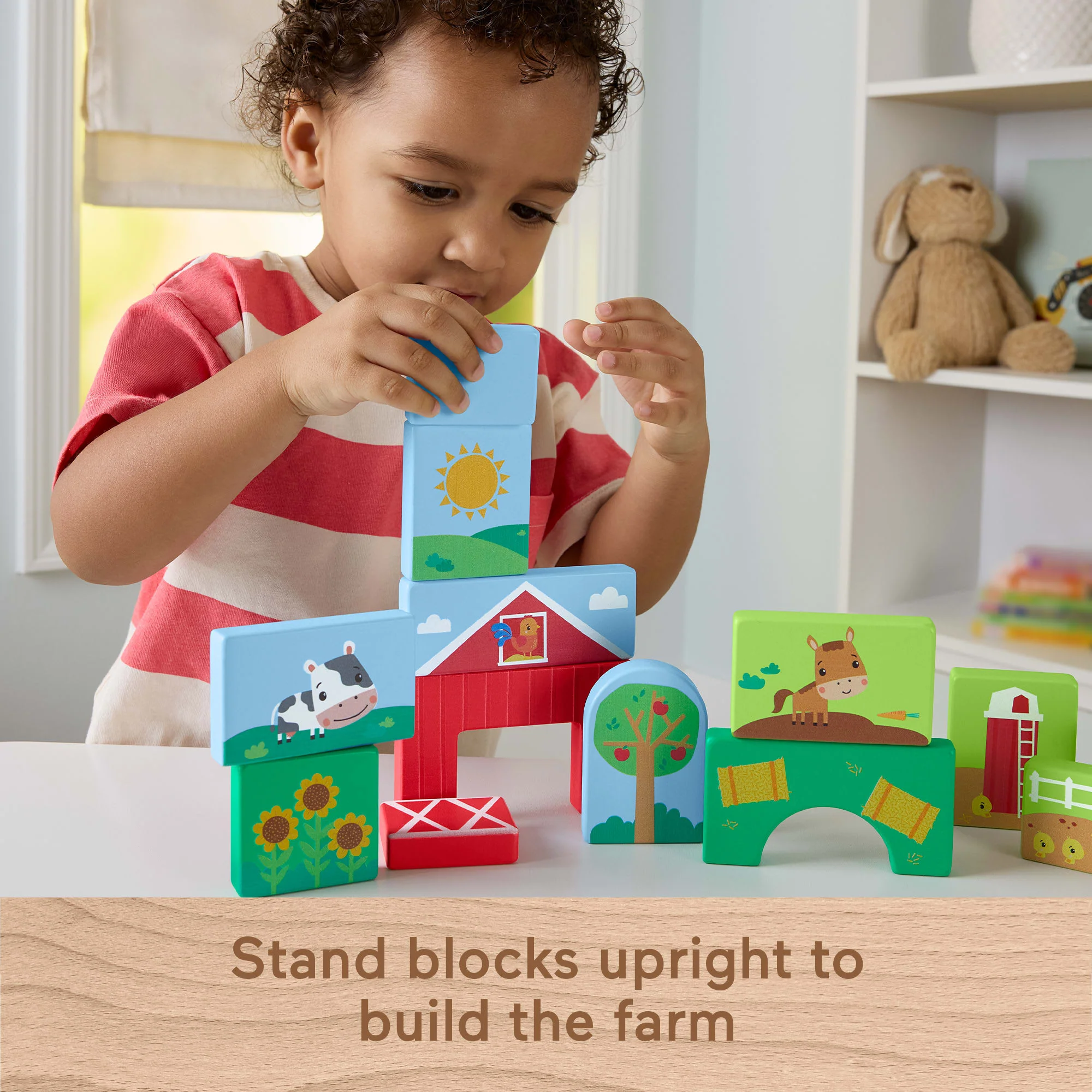 Fisher-Price Wooden Farm Blocks Puzzle Activity Toy For Toddlers & Kids, 14 Wood Pieces - Image 4