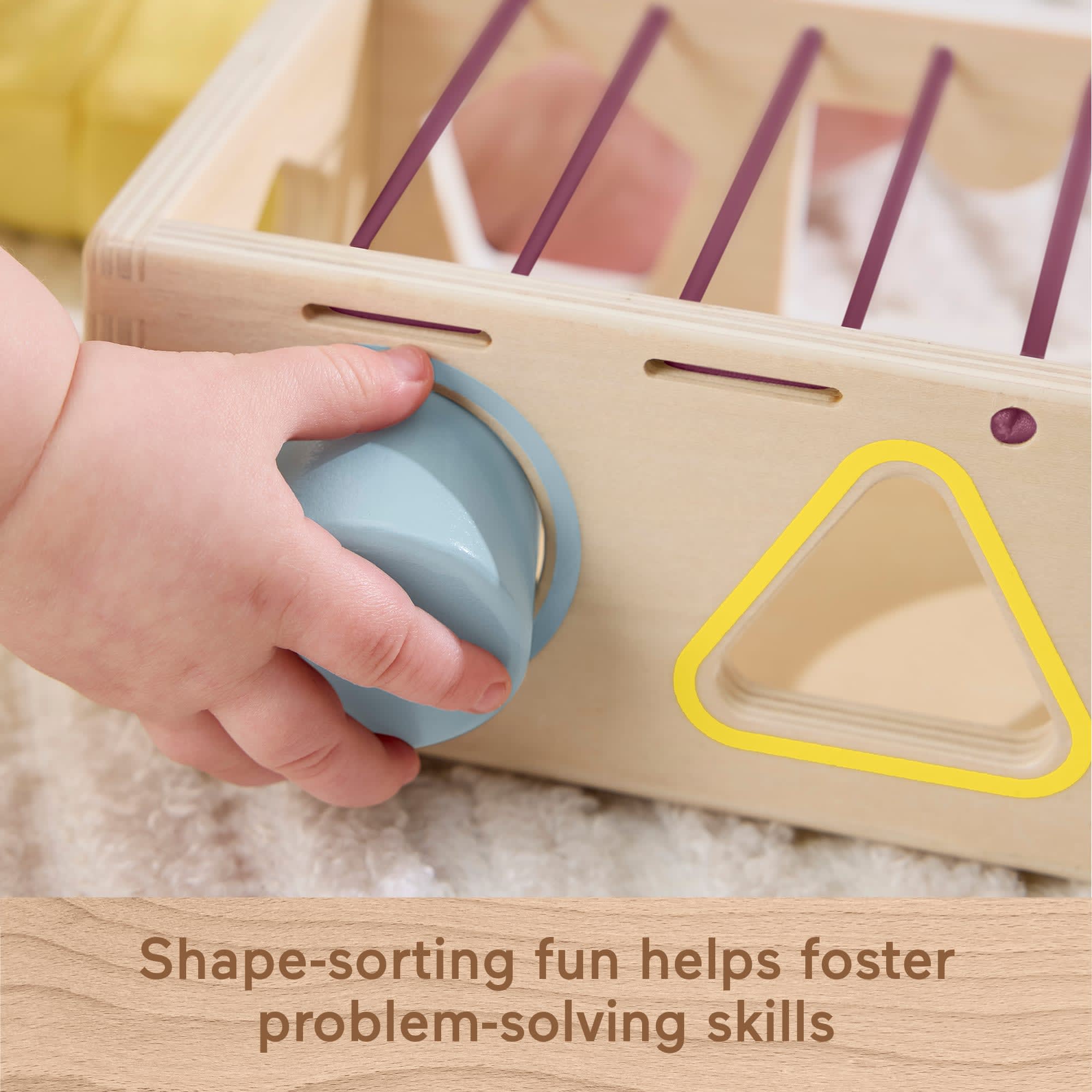 Fisher-Price Wood Flexi Shape Sorter, 7-Piece Wooden Baby & Toddler Activity Toy - Image 4