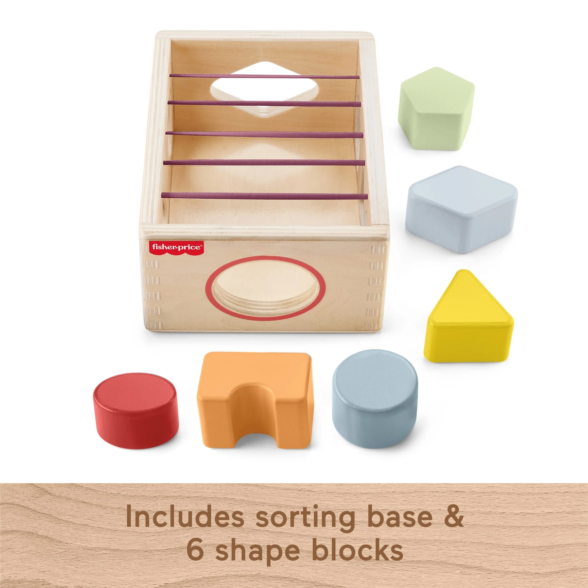 Fisher-Price Wood Flexi Shape Sorter, 7-Piece Wooden Baby & Toddler Activity Toy - Image 5