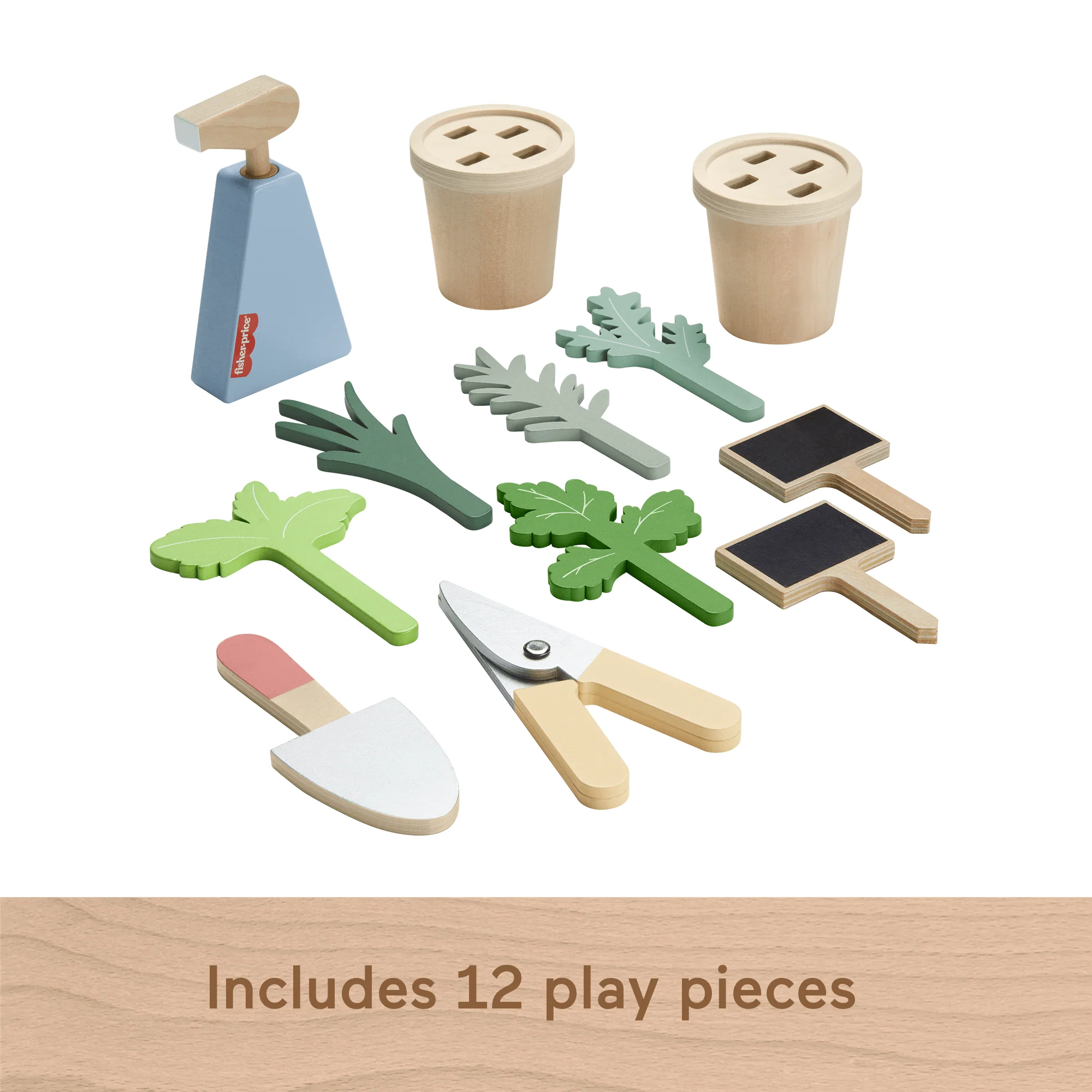 Fisher-Price Wooden Herb Garden And Tools Pretend Playset For Preschool Kids, 12 Wood Pieces - Image 5
