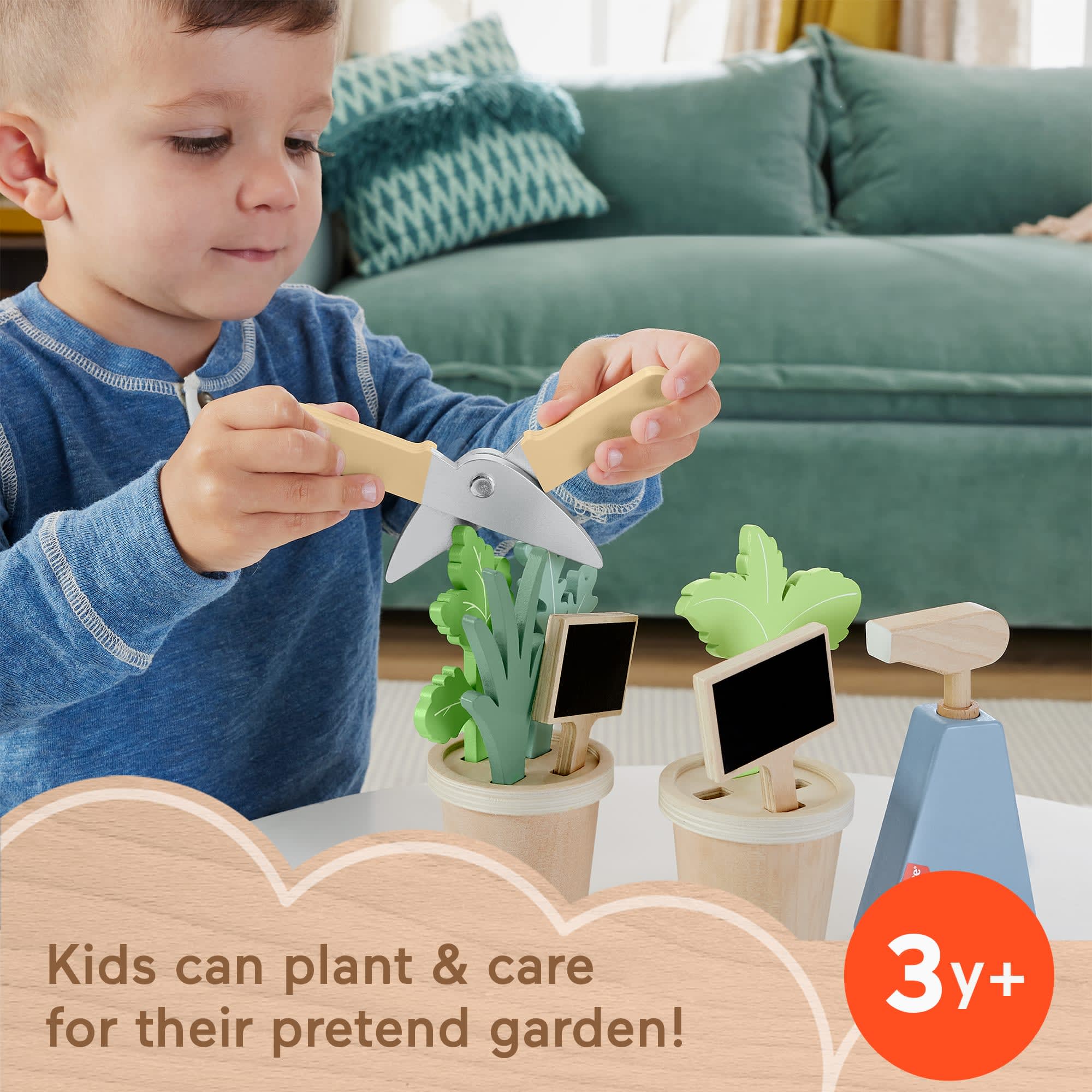 Fisher-Price Wooden Herb Garden And Tools Pretend Playset For Preschool Kids, 12 Wood Pieces - Image 2