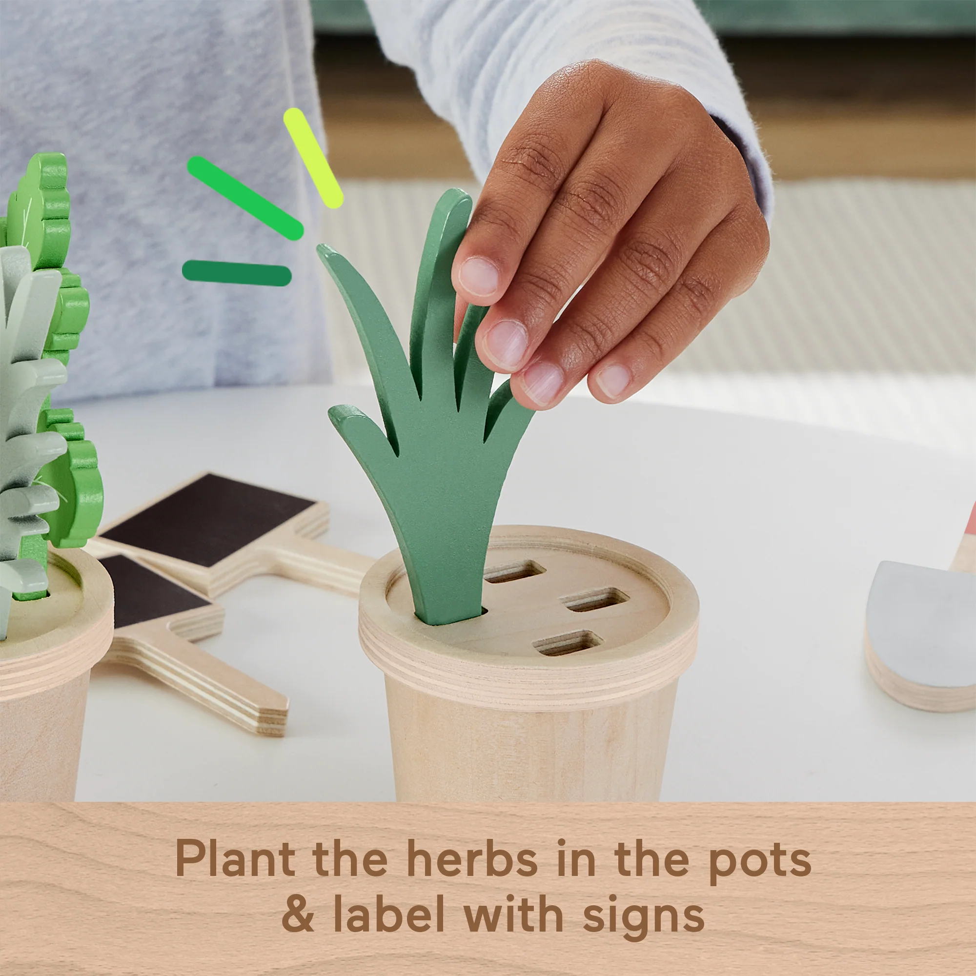 Fisher-Price Wooden Herb Garden And Tools Pretend Playset For Preschool Kids, 12 Wood Pieces - Image 3