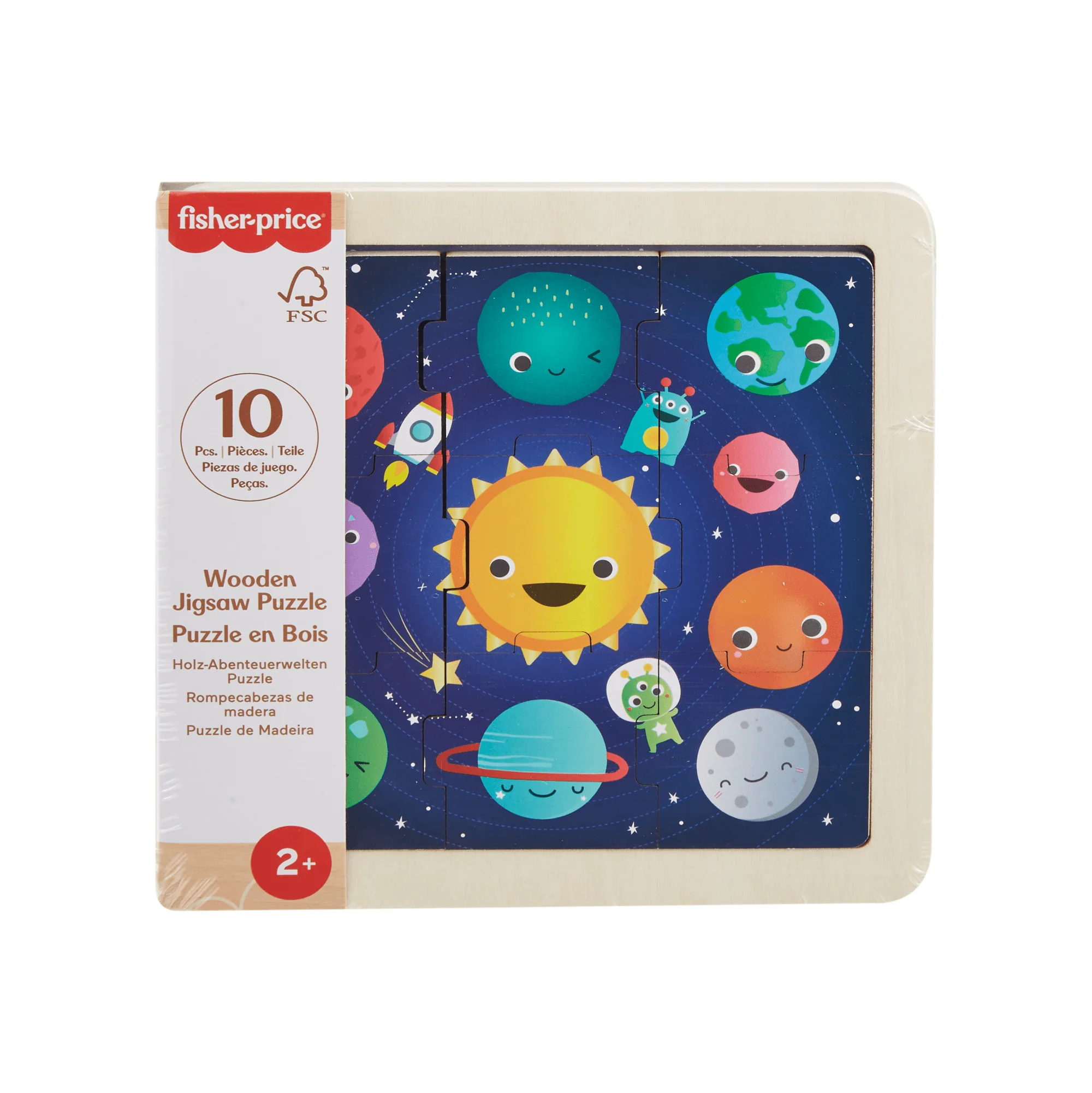 Fisher-Price Wooden Jigsaw Puzzle Space Theme For Toddlers & Preschool Kids, 9 Wood Pieces - Image 5