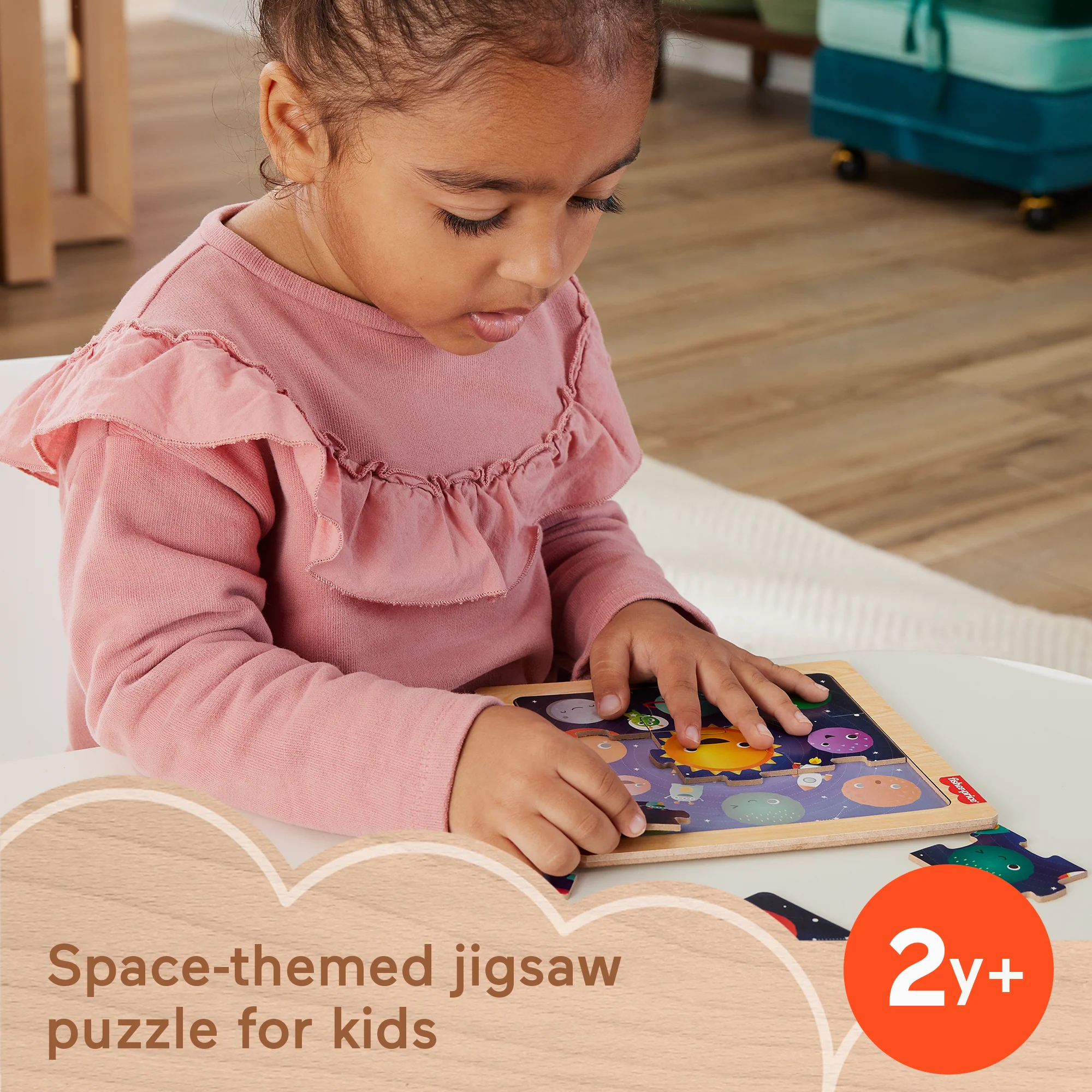 Fisher-Price Wooden Jigsaw Puzzle Space Theme For Toddlers & Preschool Kids, 9 Wood Pieces - Image 7
