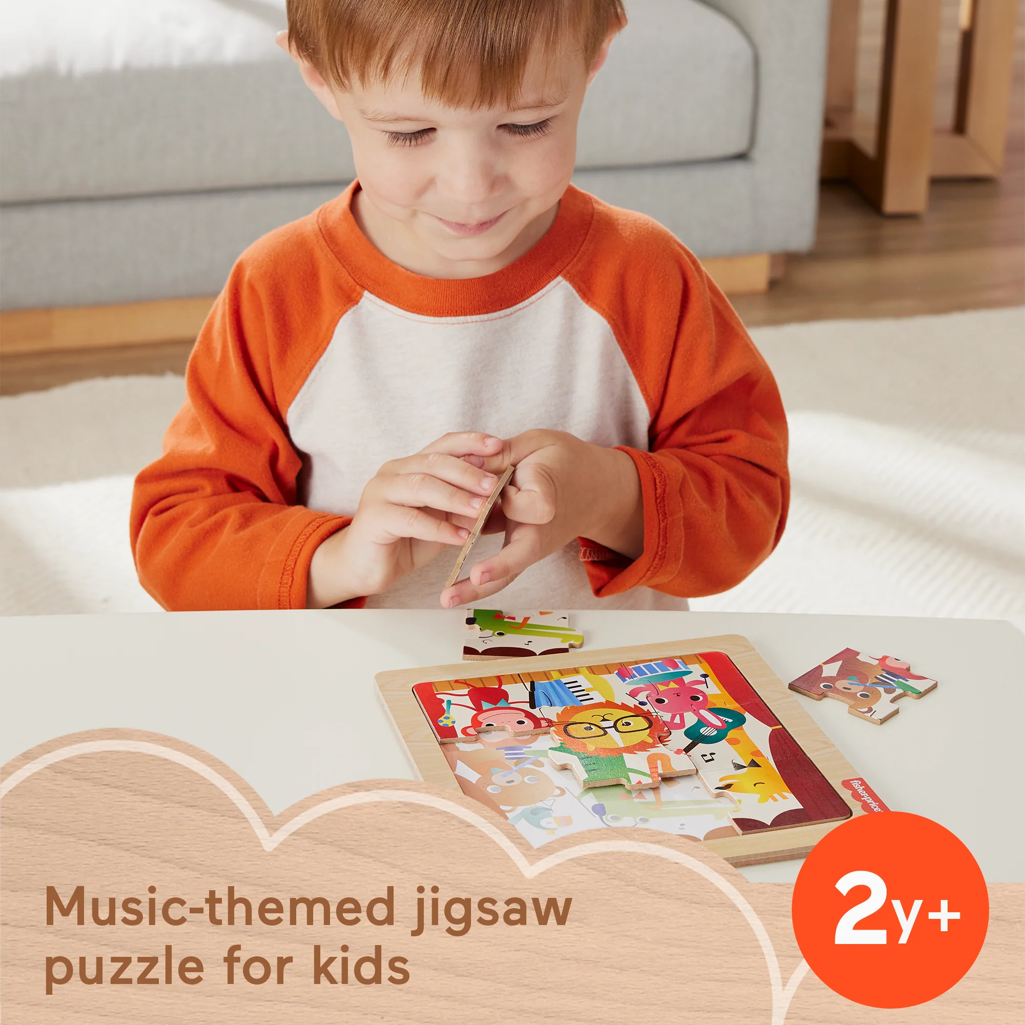Fisher-Price Wooden Jigsaw Puzzle Music Theme For Toddlers & Preschool Kids, 9 Wood Pieces - Image 6