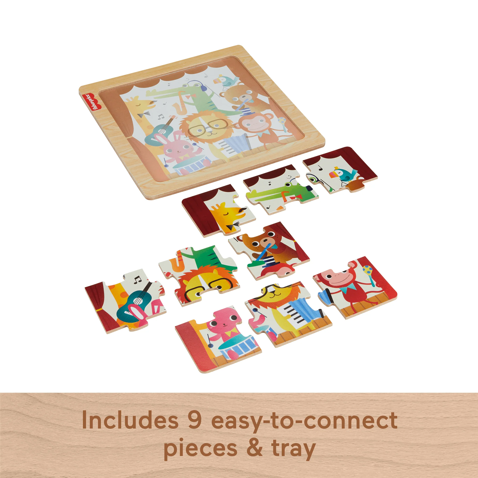 Fisher-Price Wooden Jigsaw Puzzle Music Theme For Toddlers & Preschool Kids, 9 Wood Pieces - Image 9