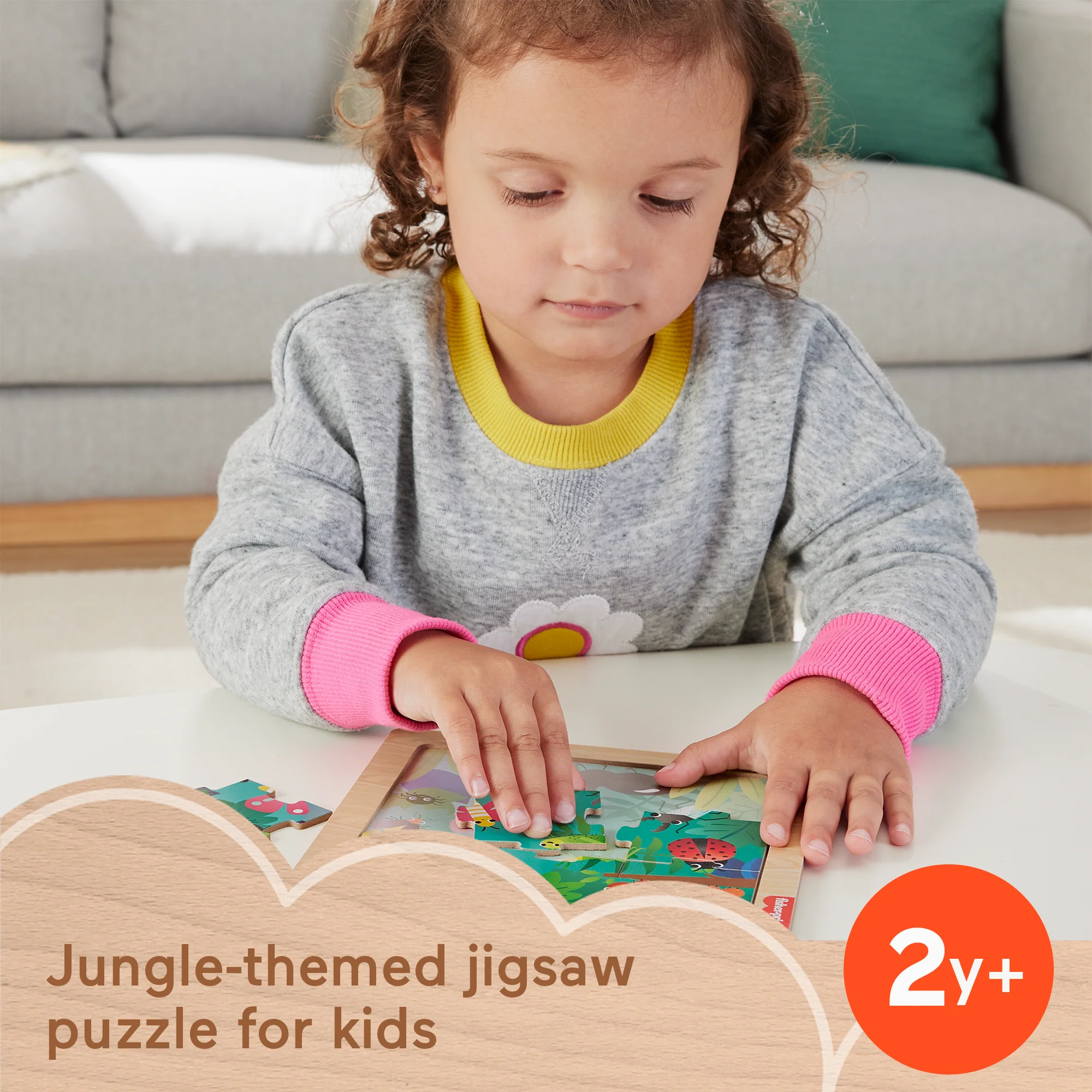 Fisher-Price Wooden Jigsaw Puzzle Jungle Theme For Toddlers & Preschool Kids, 9 Wood Pieces - Image 6