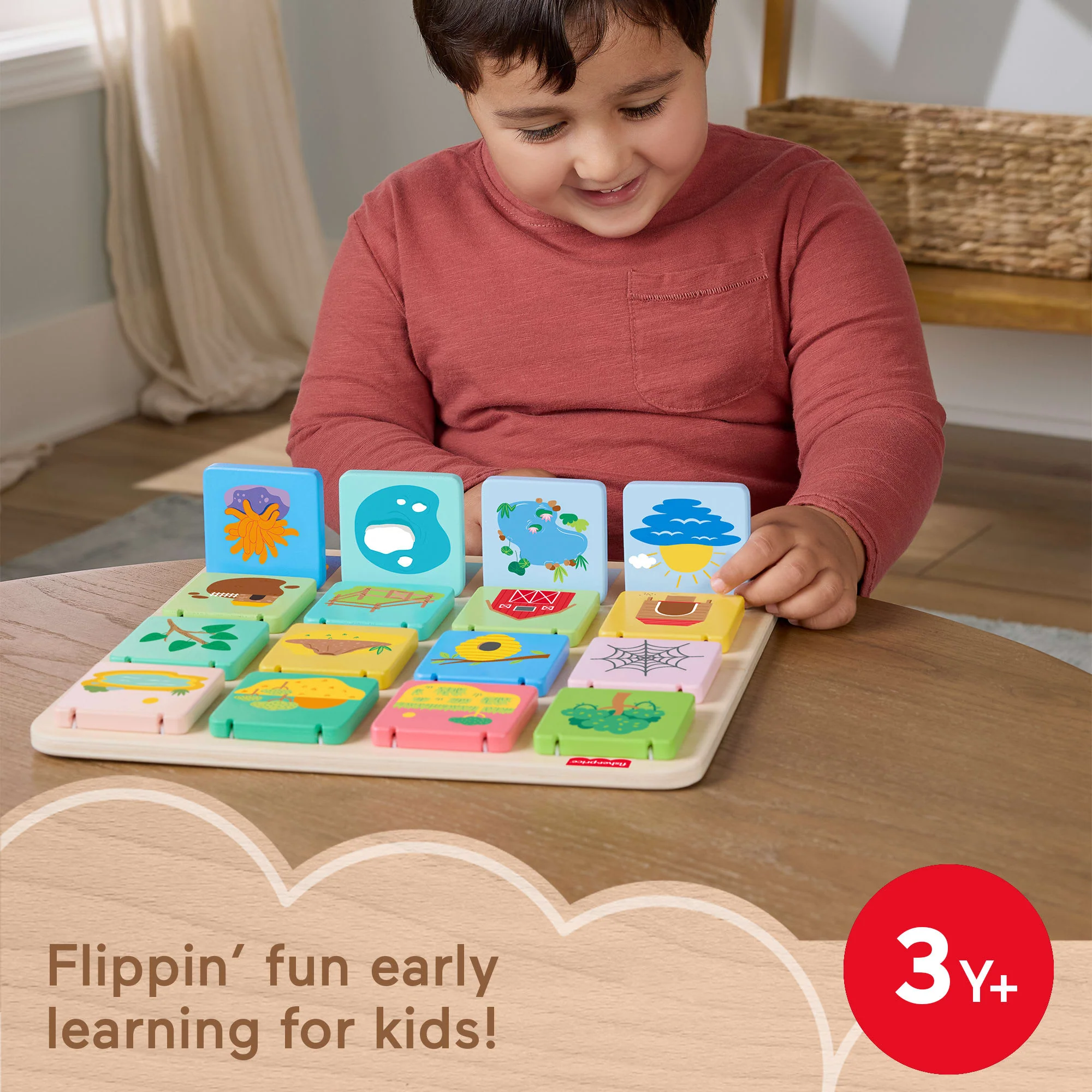 Fisher-Price Wooden Flip & Reveal Busy Activity Board, Learning Toy For Preschool Kids - Image 2
