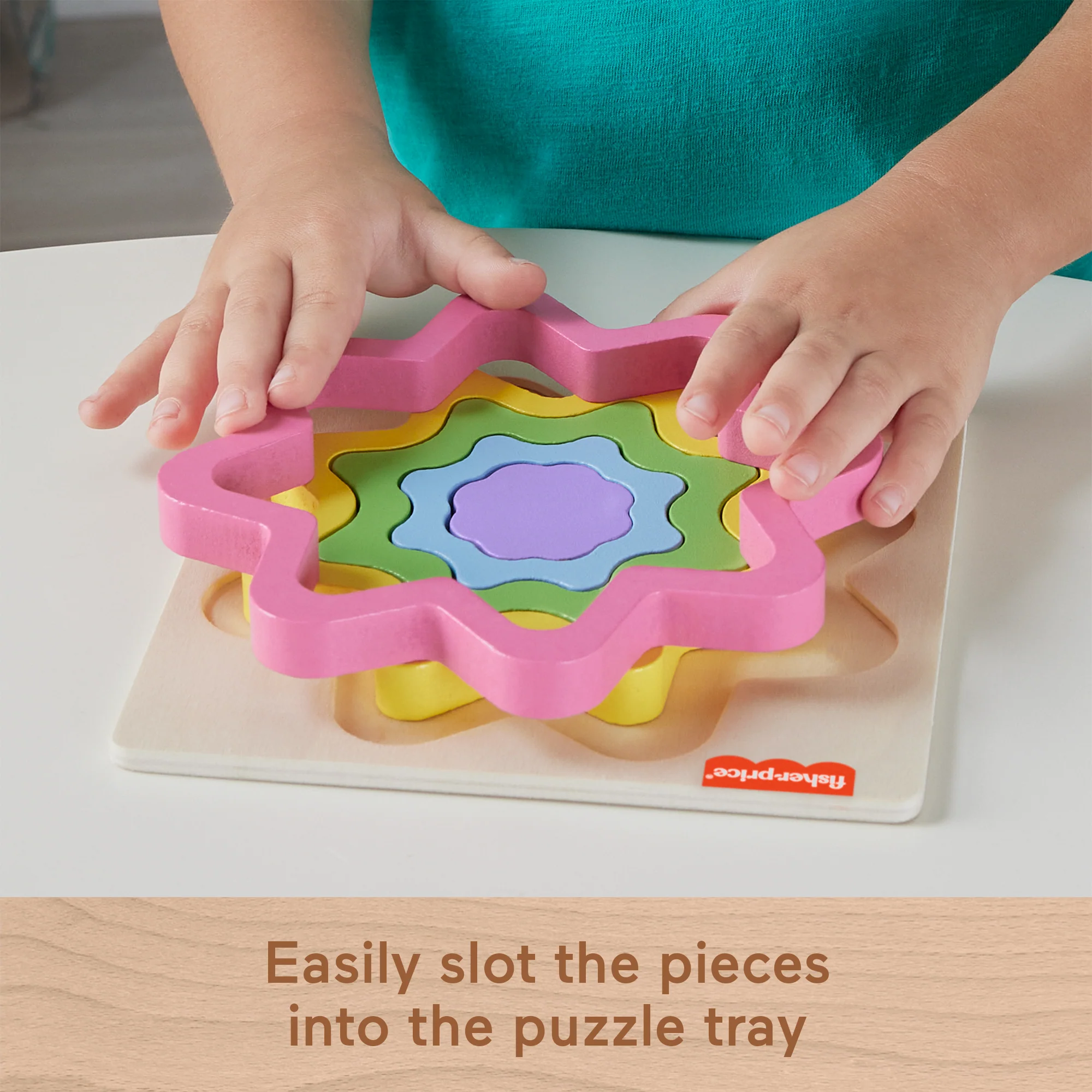 Fisher-Price Wooden Mini Rainbow Jigsaw Puzzle Star For Toddlers & Kids, 5 Wood Pieces - Image 3