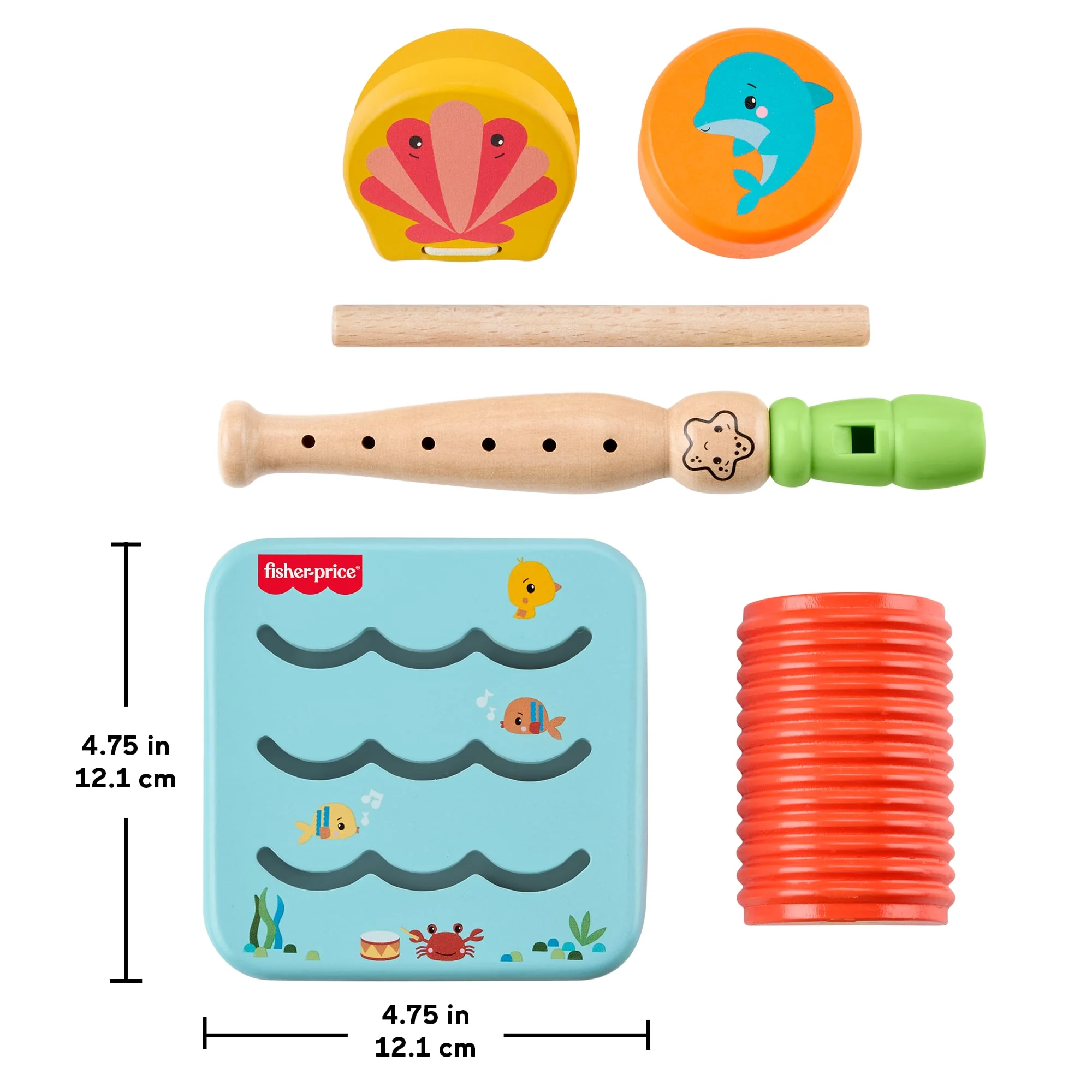Fisher-Price Wooden Ocean Musical Gift Set For Toddlers & Kids, 6 Wood Pieces - Image 5