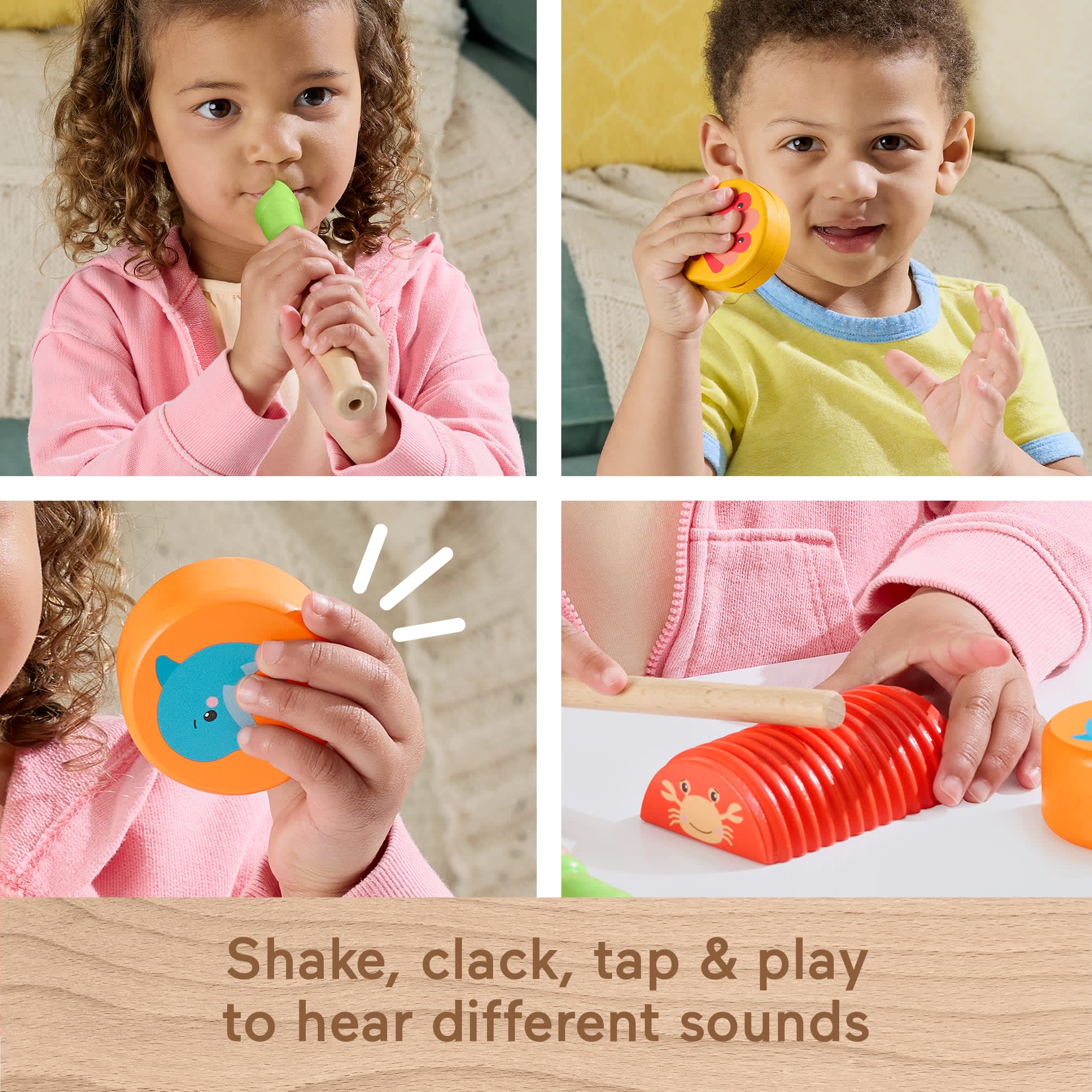 Fisher-Price Wooden Ocean Musical Gift Set For Toddlers & Kids, 6 Wood Pieces - Image 3