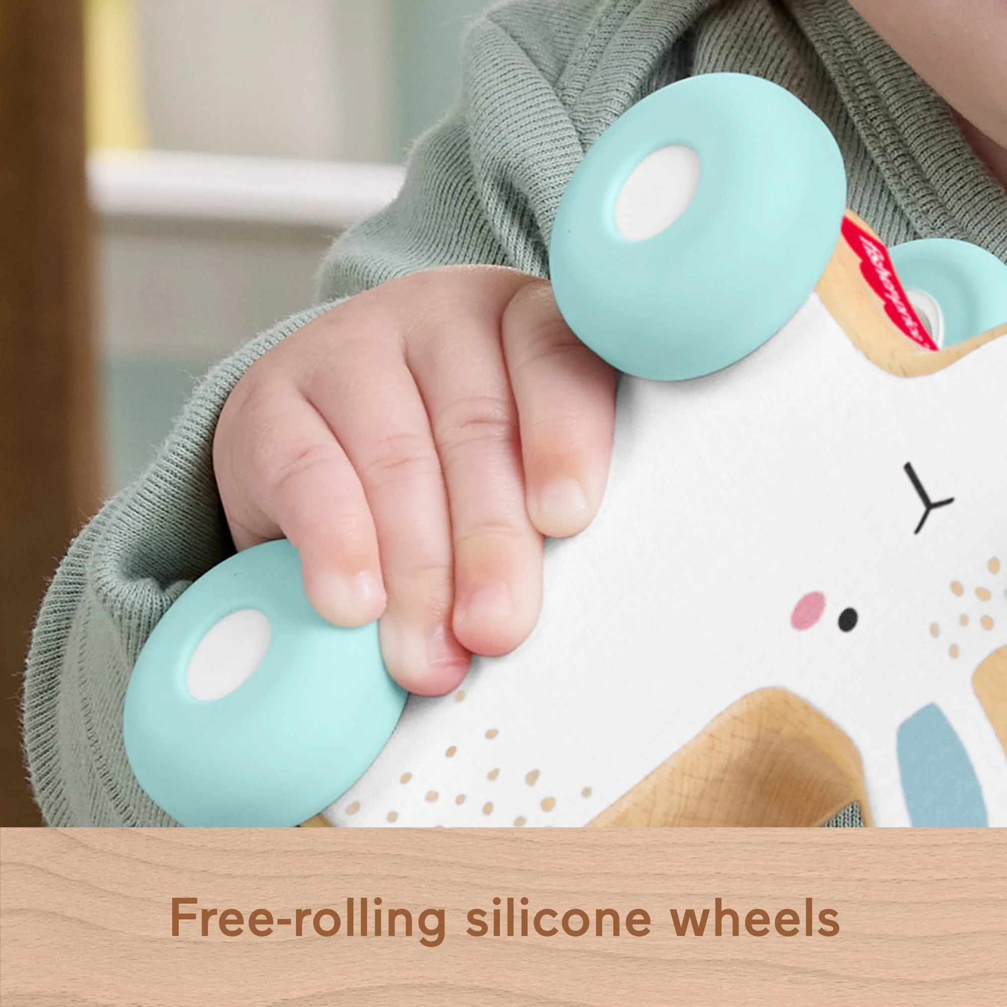 Fisher-Price Wooden Push-Along Bunny Toy Vehicle For Baby Crawling Play. 1 Wood Piece - Image 4