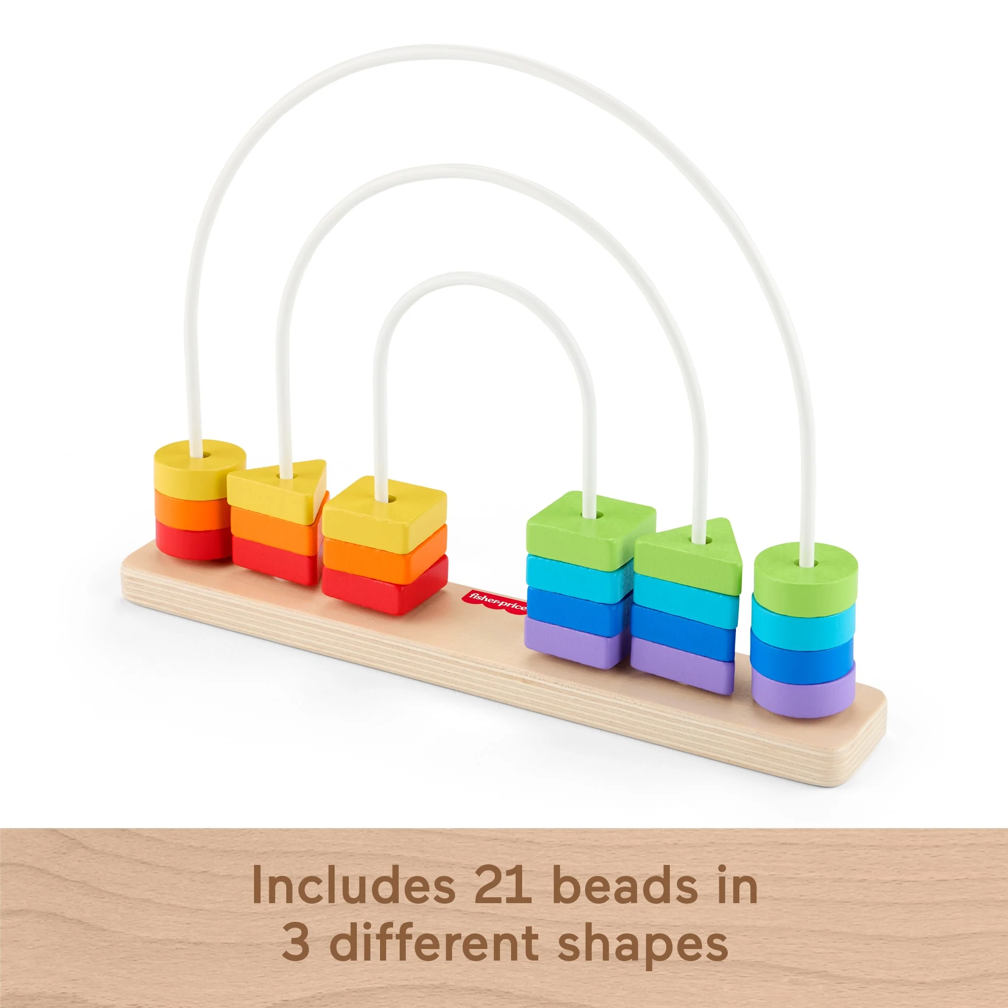 Fisher-Price Wooden Rainbow Bead Bar Maze, Baby & Toddler Developmental Toy, 1 Wood Piece - Image 5