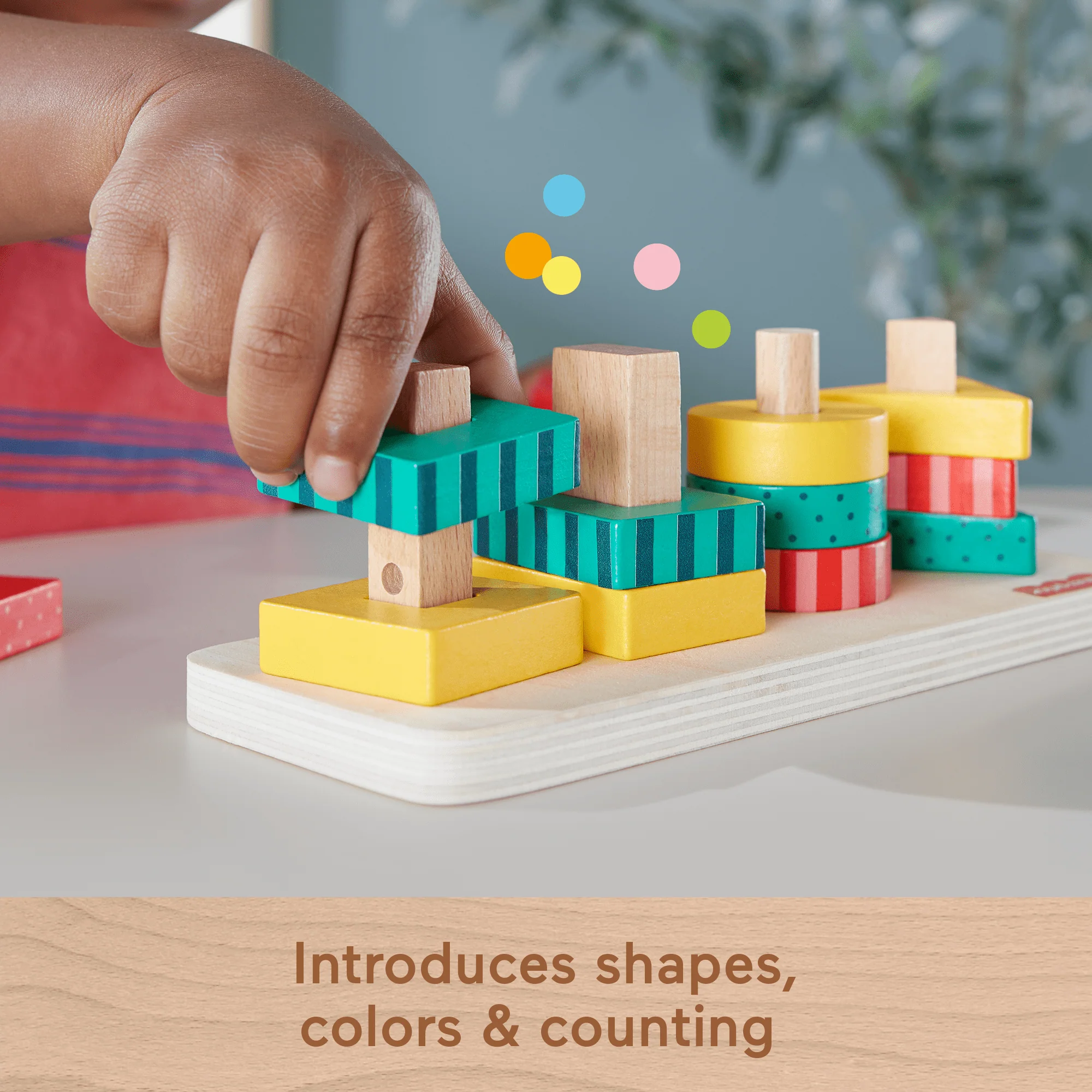 Fisher-Price Wooden Shape Stacker Toddler Sorting Toy, 13 Wood Pieces - Image 3