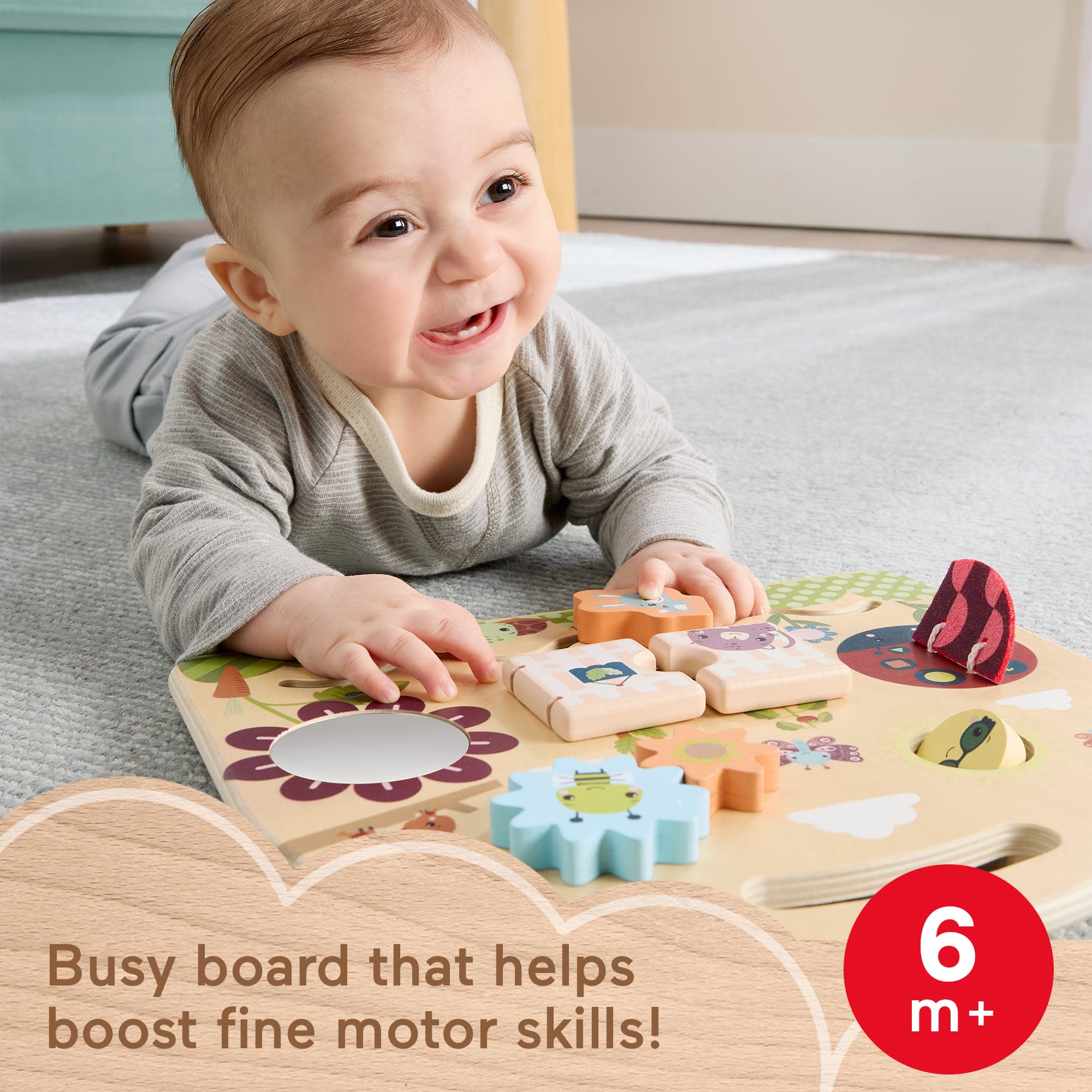 Fisher-Price Wooden Take-Along Activity Station, Wood Busy Board For Baby & Toddler - Image 2