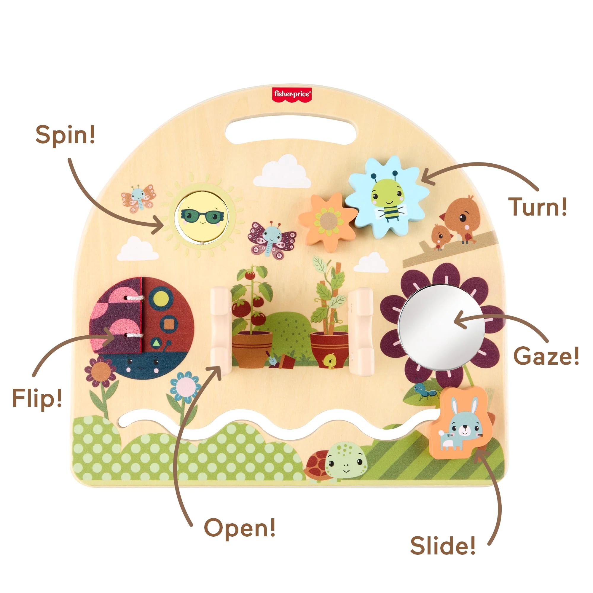 Fisher-Price Wooden Take-Along Activity Station, Wood Busy Board For Baby & Toddler - Image 3