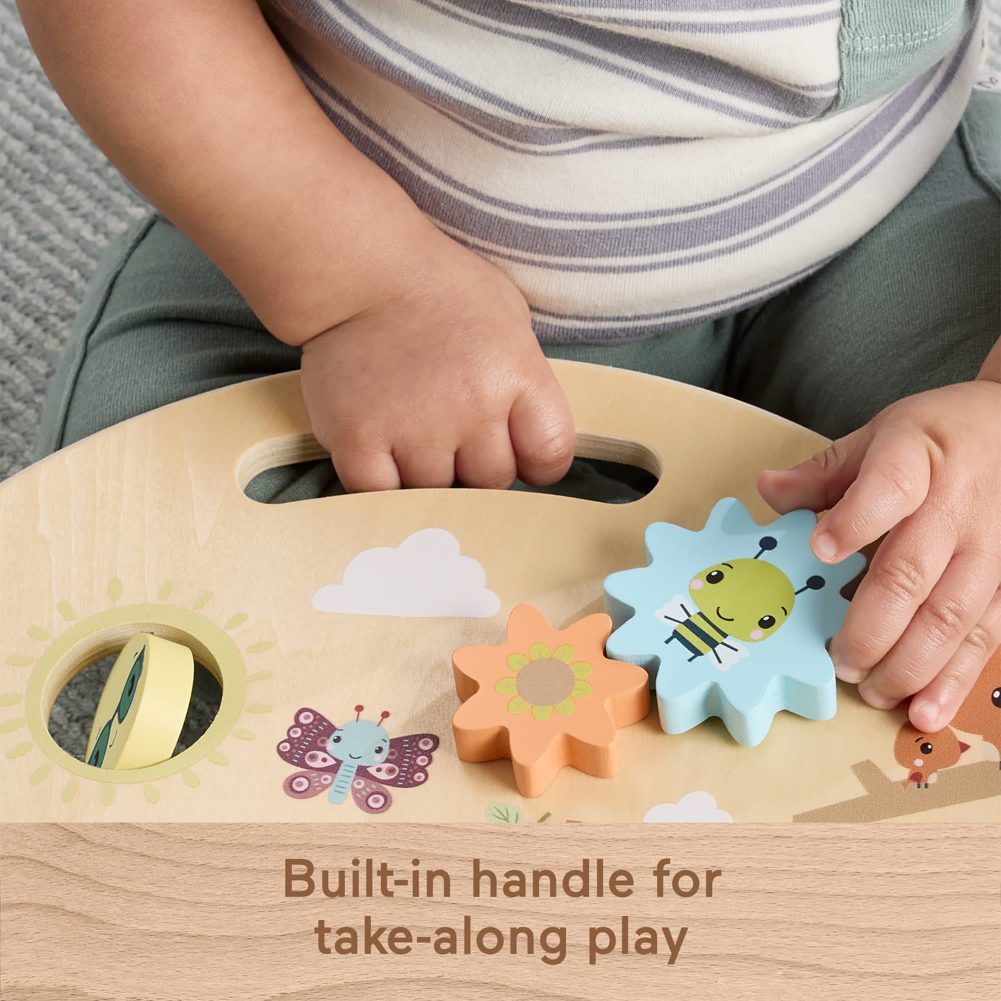 Fisher-Price Wooden Take-Along Activity Station, Wood Busy Board For Baby & Toddler - Image 4