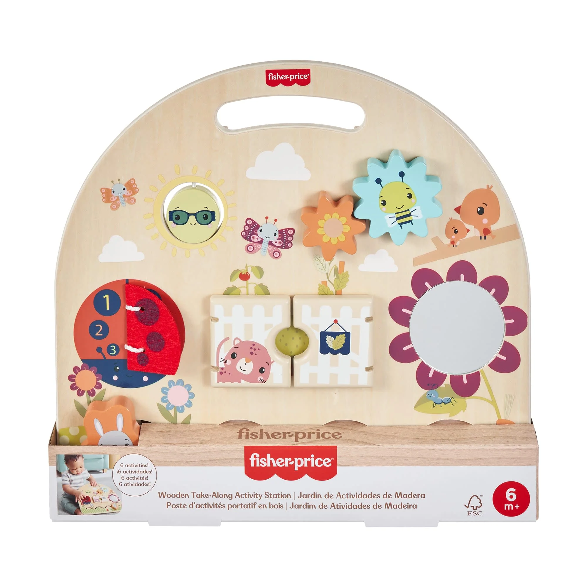 Fisher-Price Wooden Take-Along Activity Station, Wood Busy Board For Baby & Toddler - Image 6
