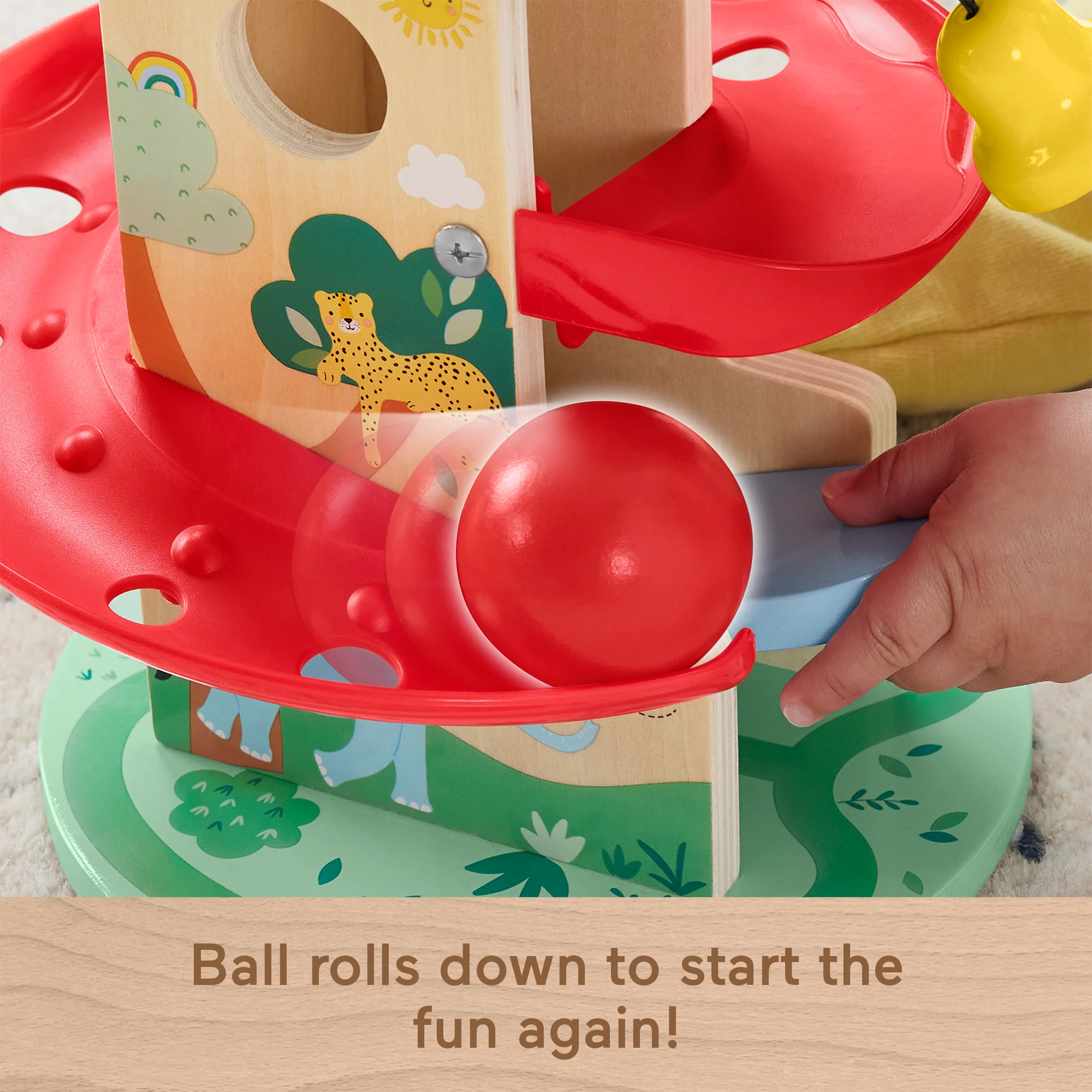 Fisher-Price Wooden Treehouse Ball Run Baby & Toddler Toy, 2 Wood Pieces - Image 4