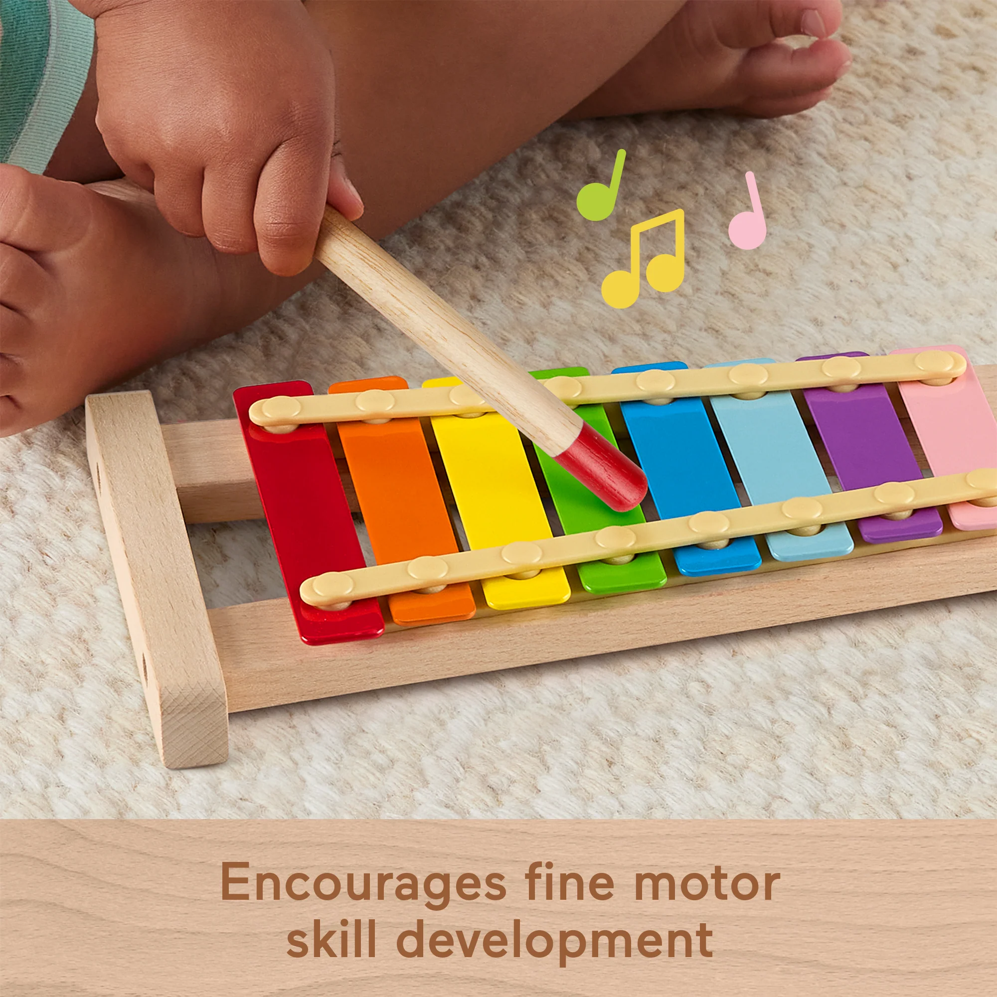 Fisher-Price Wooden Xylophone, Musical Instrument Toy For Toddlers, 2 Wood Pieces - Image 3