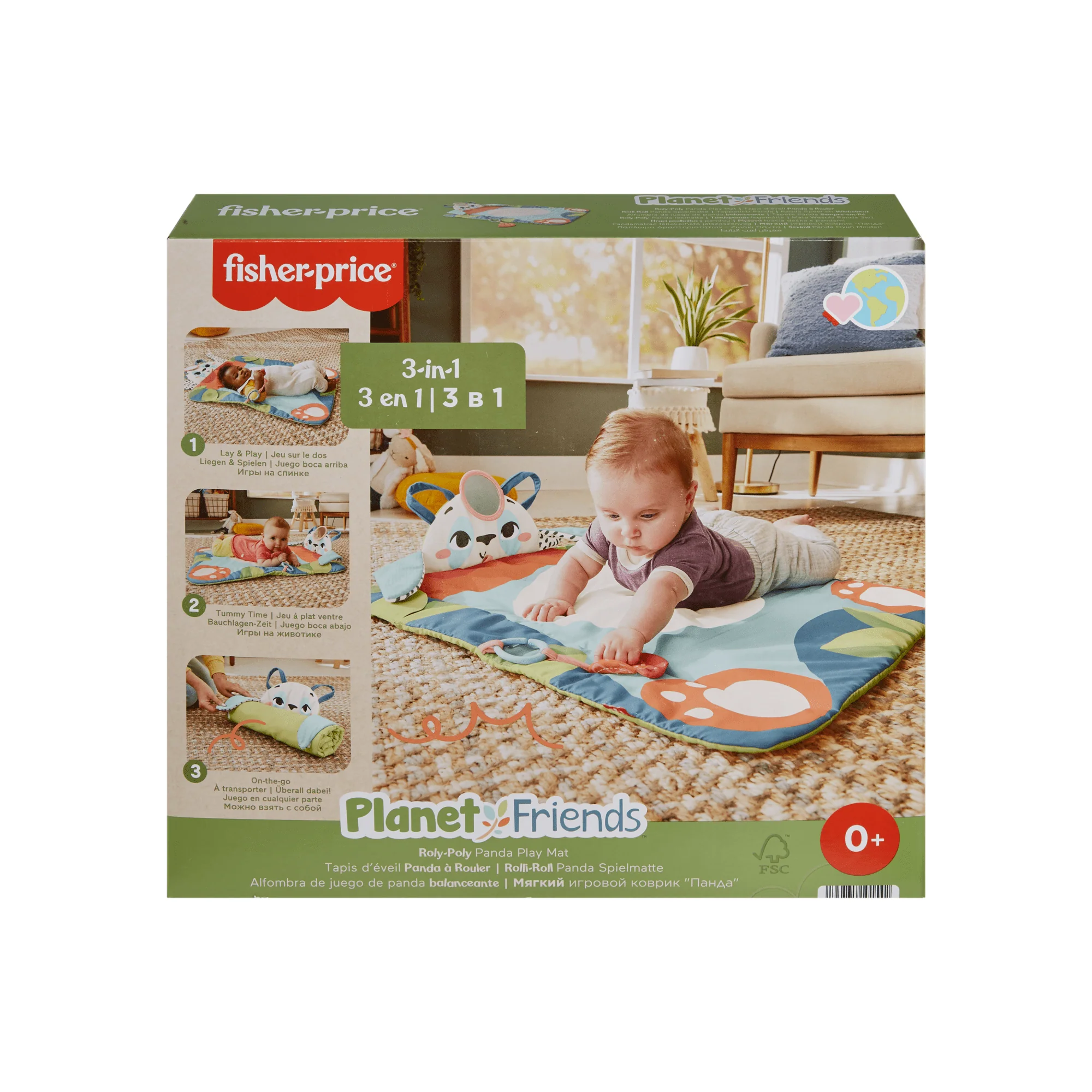 Fisher-Price  Planet Friends  Tapis D’Éveil Panda à Rouler, 2Jouets - Image 6