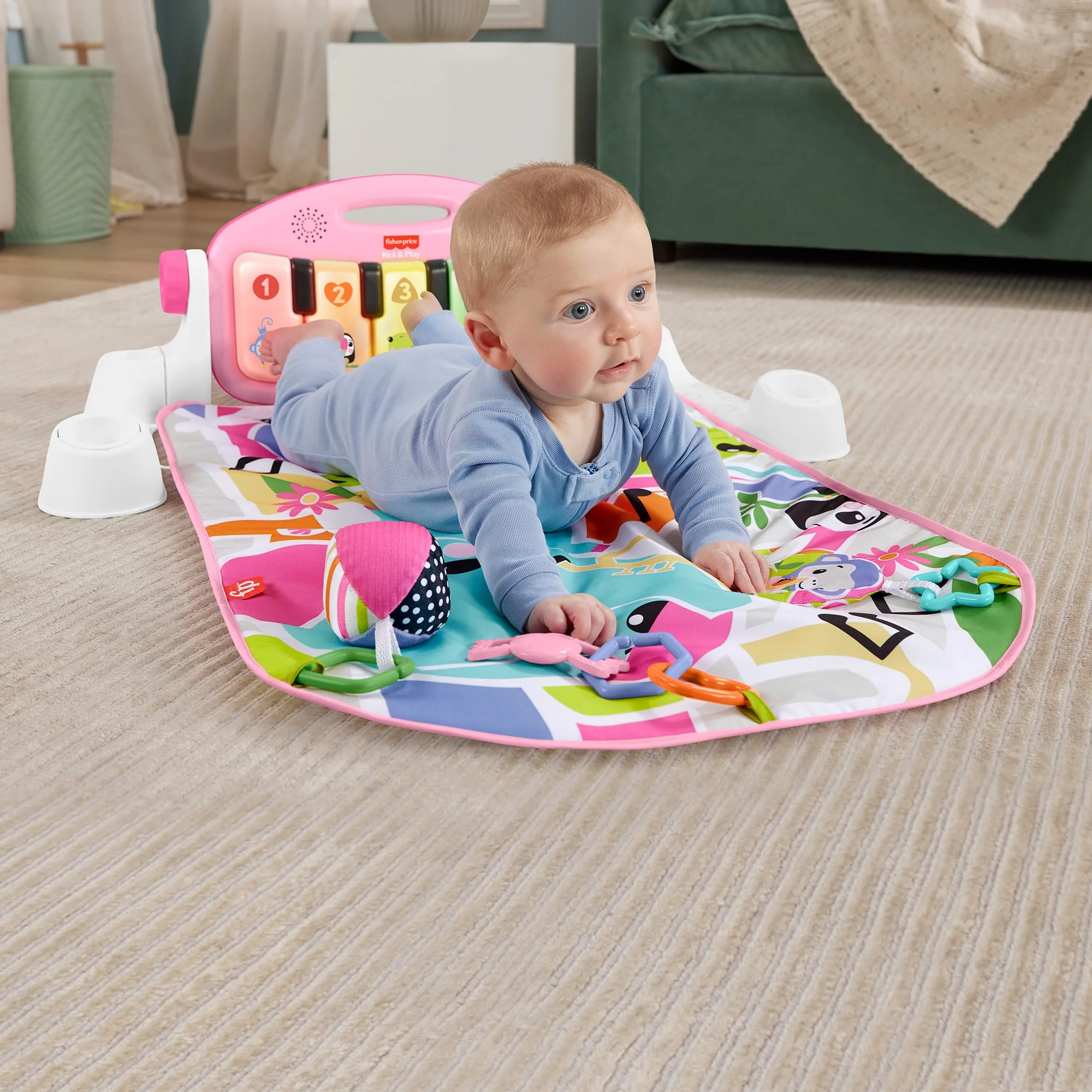 Fisher-Price  Tapis Piano Lumières et Apprentissage, Pour Bébé, Rose - Image 3