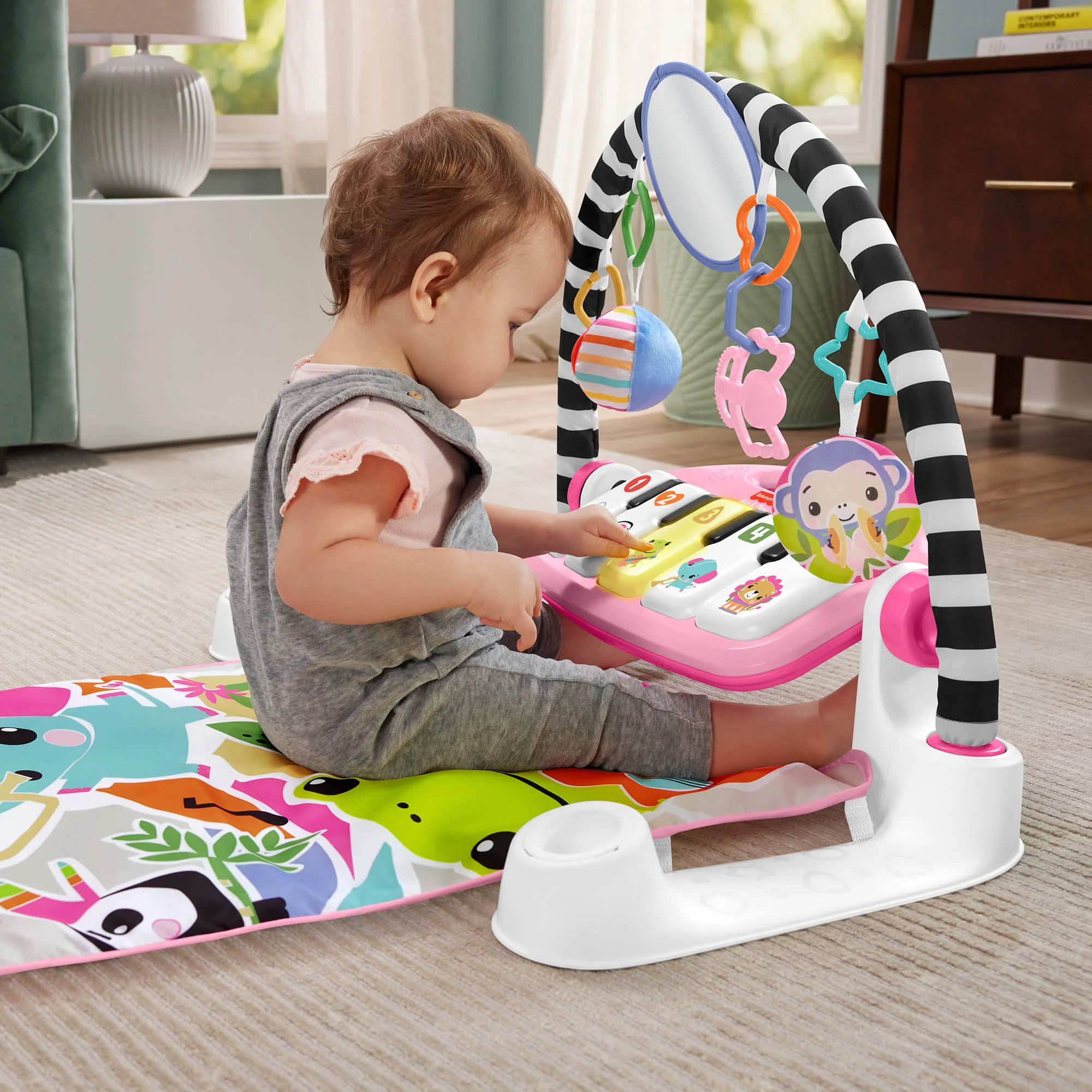 Fisher-Price  Tapis Piano Lumières et Apprentissage, Pour Bébé, Rose - Image 4