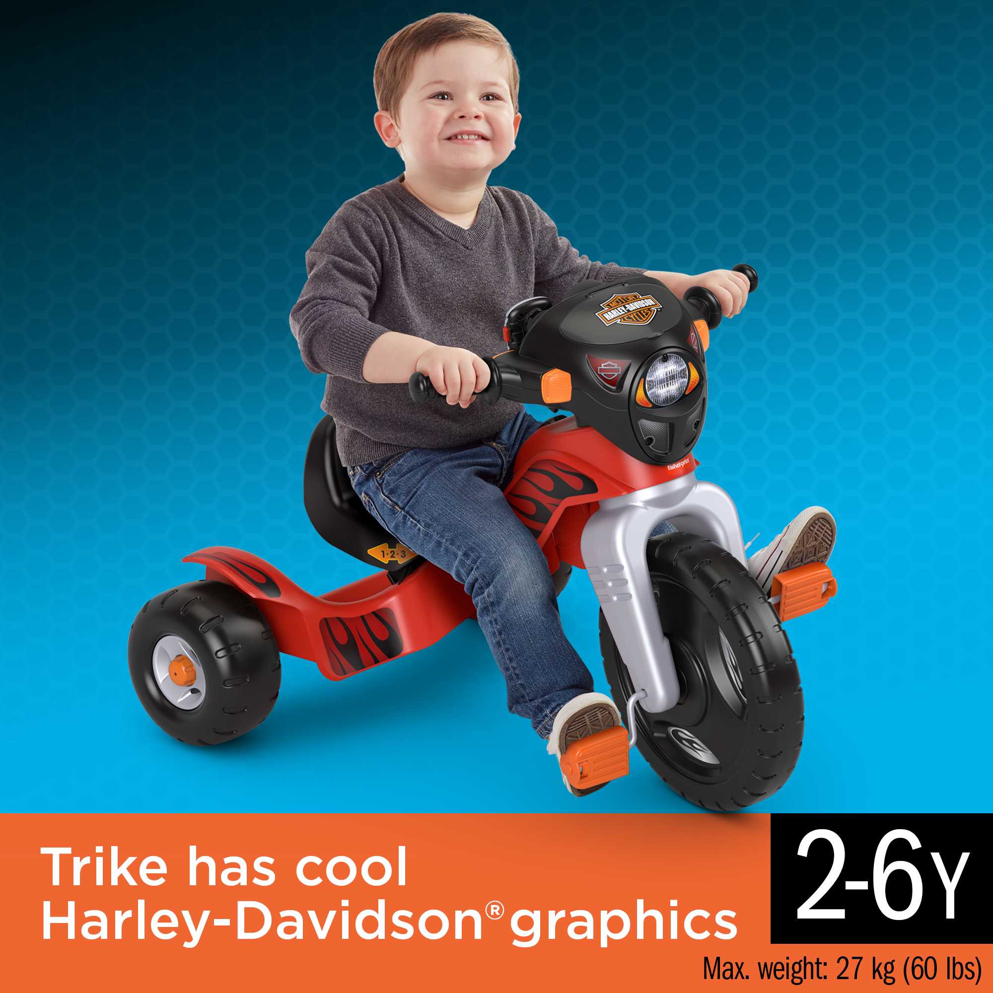 Fisher-Price Harley Davidson Tricycle For Toddlers, Lights & Sounds, Adjustable Seat - Image 2