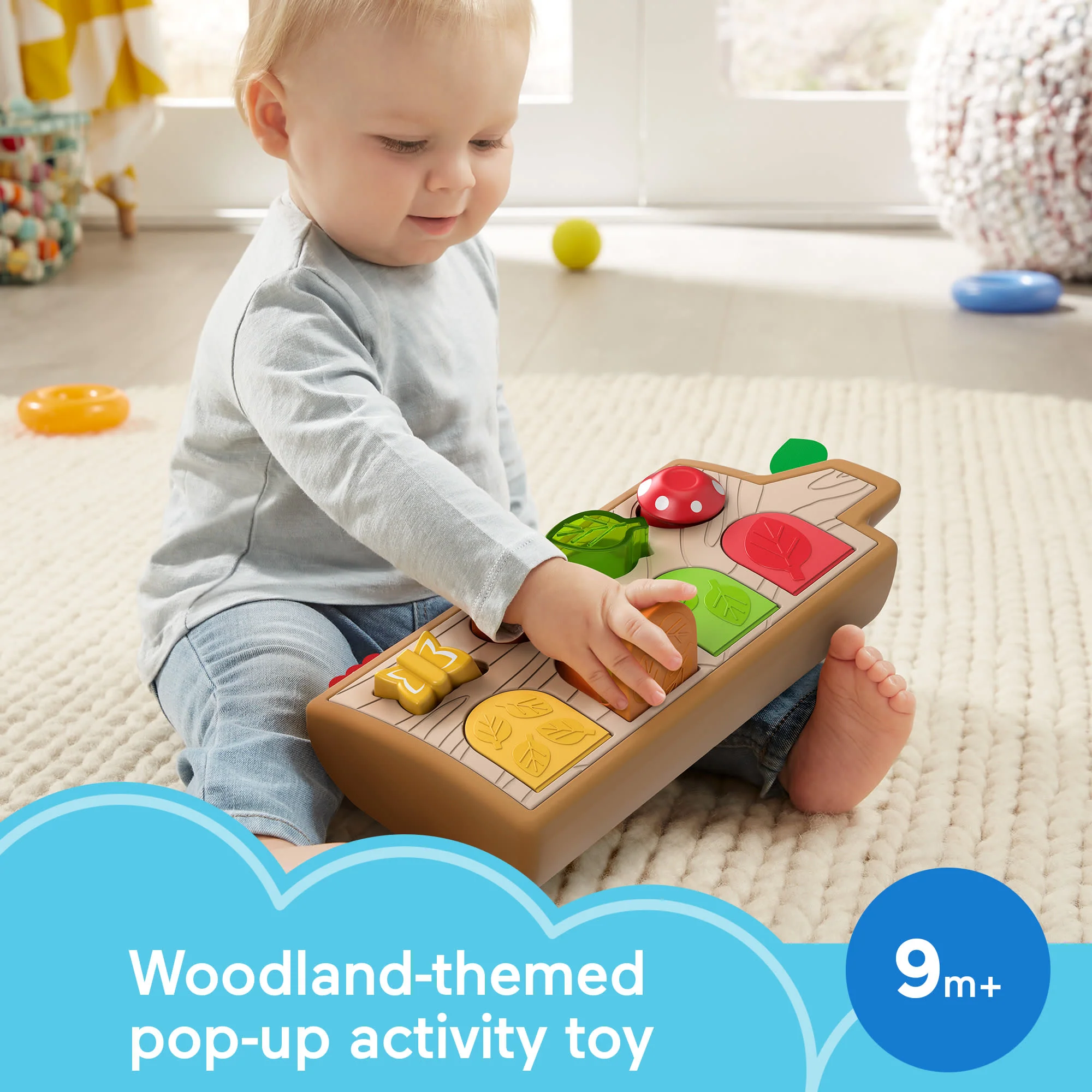 Fisher-Price Hide & Peek Pop-Up Animal-Themed Baby Sensory Activity Toy With Wood & Sounds - Image 2
