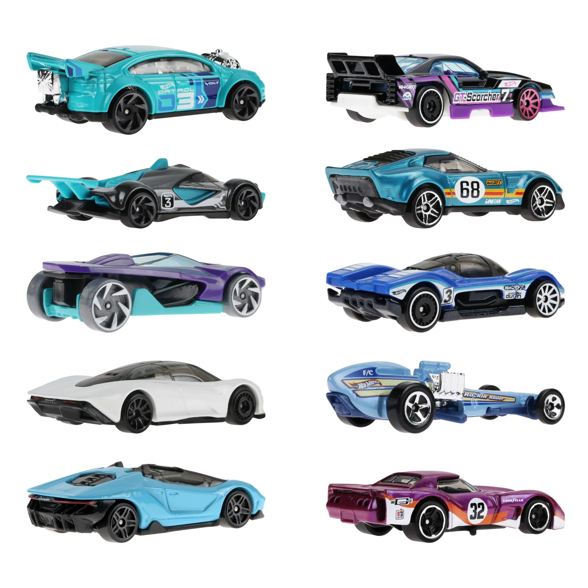 Hot Wheels Race Car 10-Pack, Set Of 10 1:64 Scale Toy Vehicles - Image 5