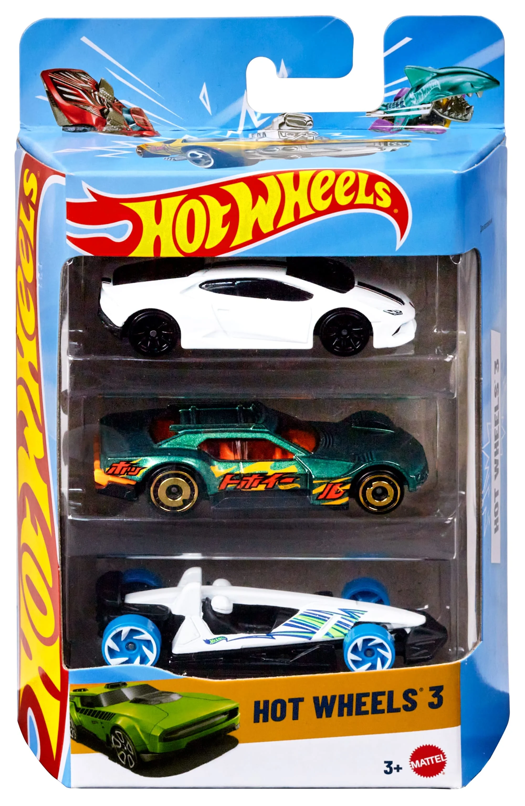 Hot Wheels 1:64 Scale Toy Cars & Trucks, 3-Pack - Image 2