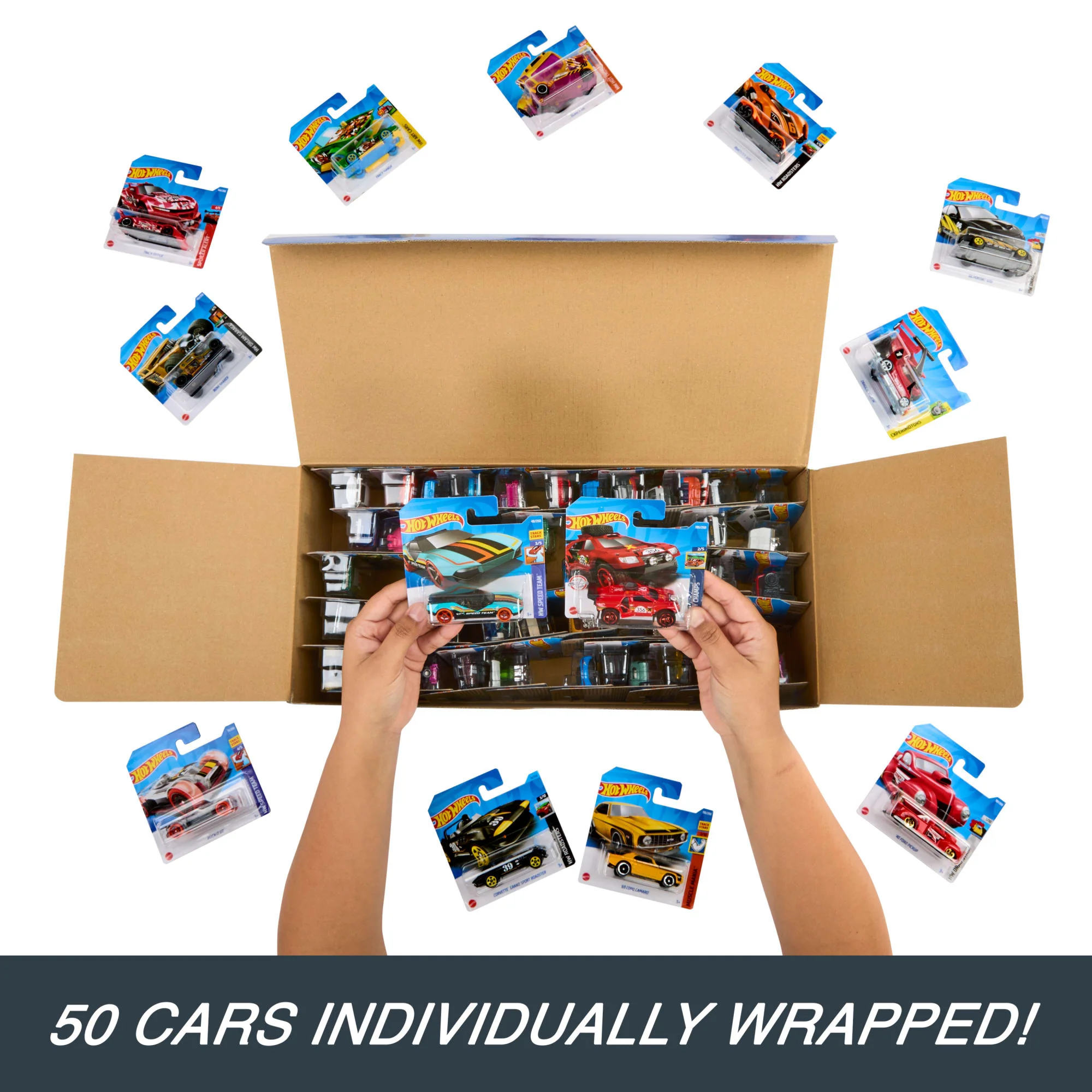 Hot Wheels 1:64 Scale Toy Cars & Trucks, 50-Pack - Image 3