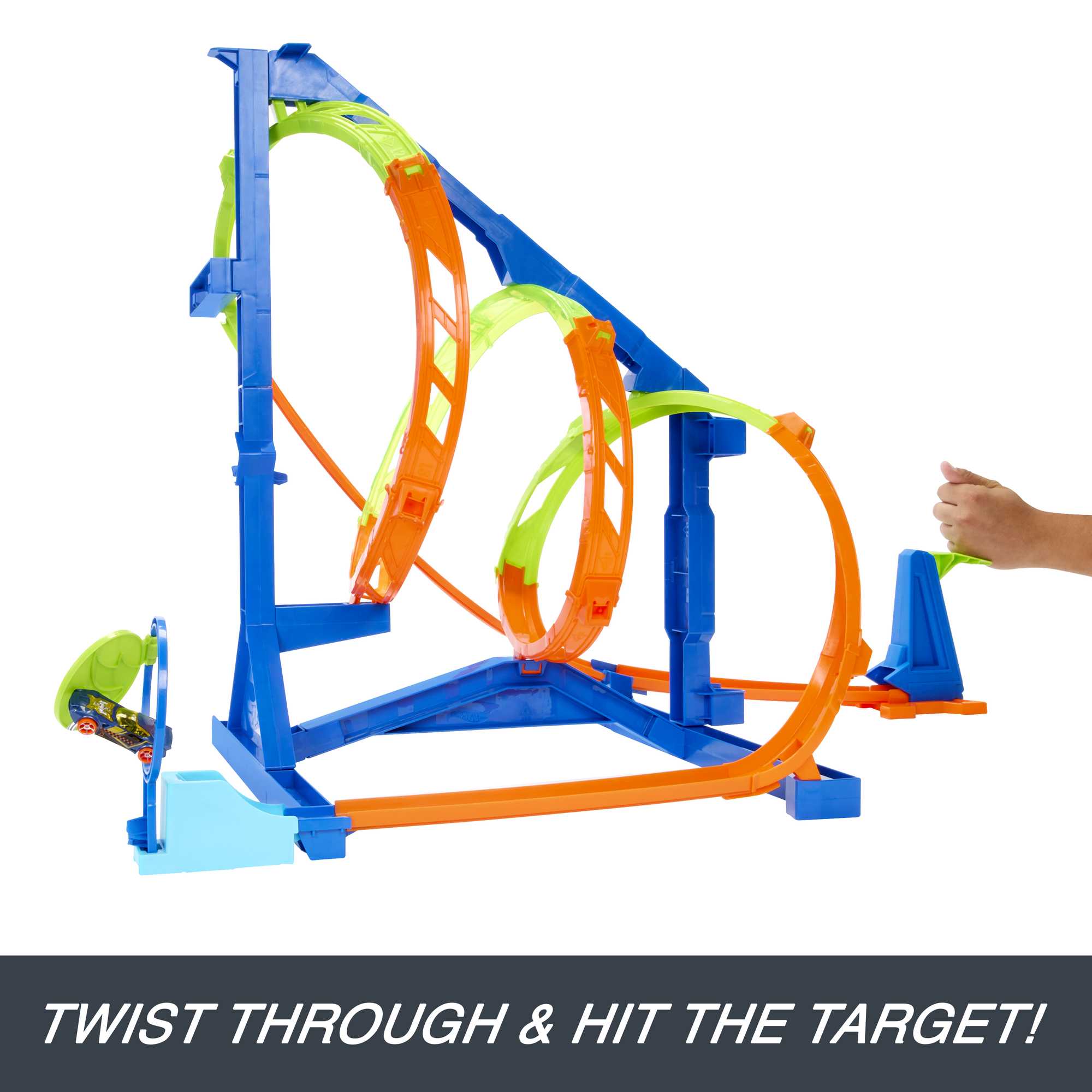 Hot Wheels Action Track Set With 1 Toy Car, Corkscrew Triple Loop Track Set - Image 3