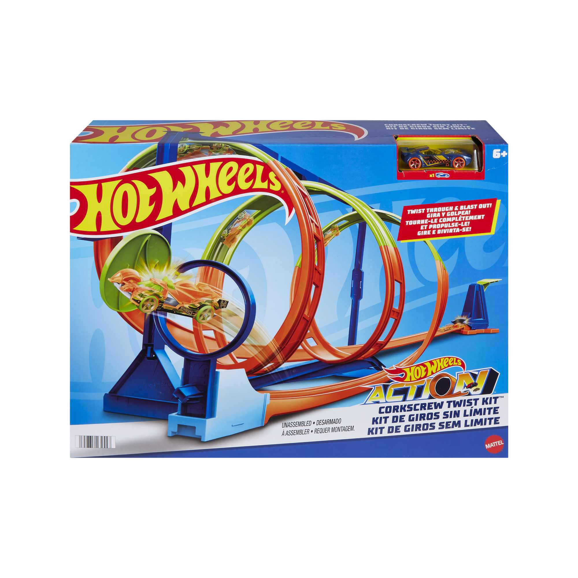 Hot Wheels Action Track Set With 1 Toy Car, Corkscrew Triple Loop Track Set - Image 6