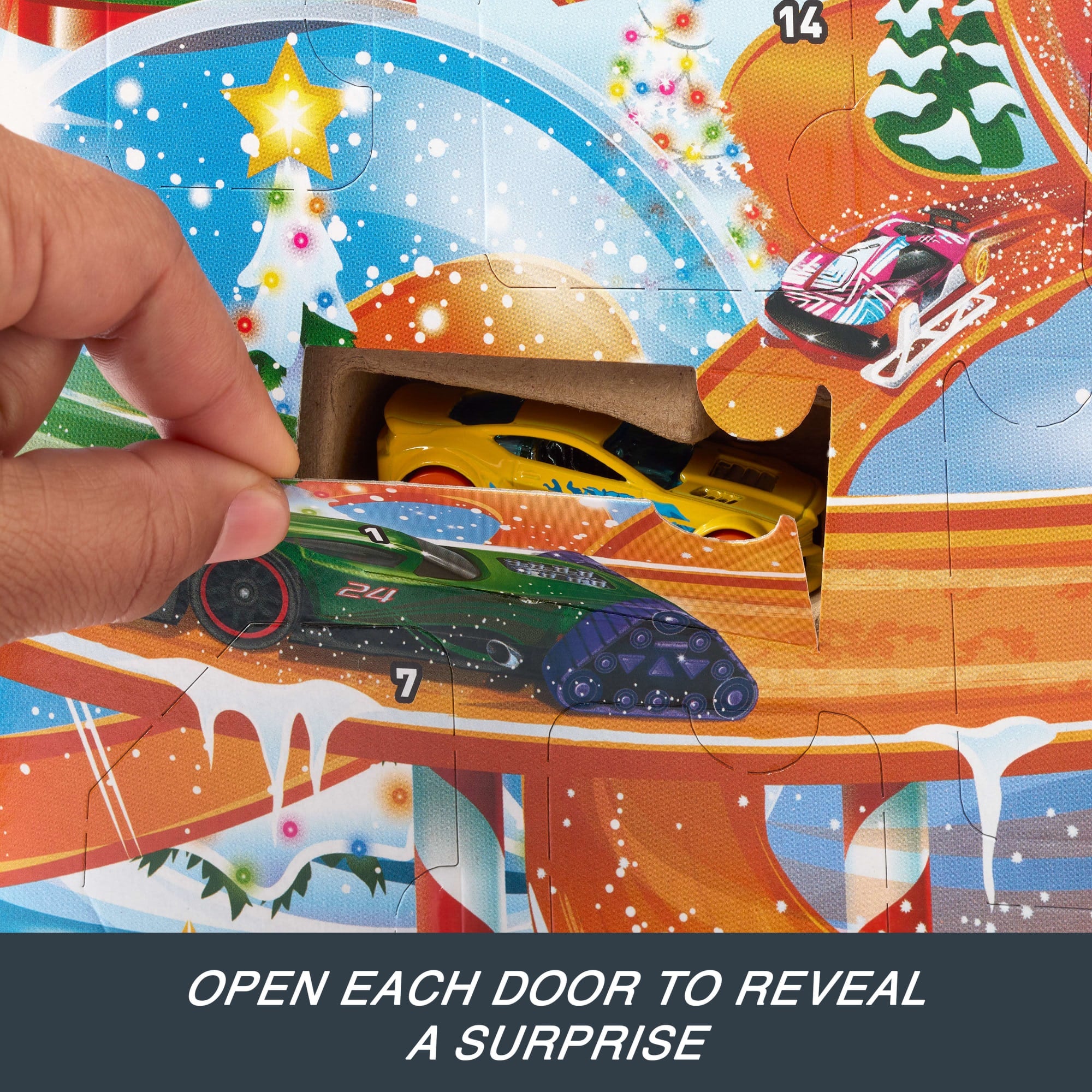 Hot Wheels Advent Calendar 2024, 8 Hot Wheels Toy Cars And 16 Accessories (24 Total Components) - Image 3