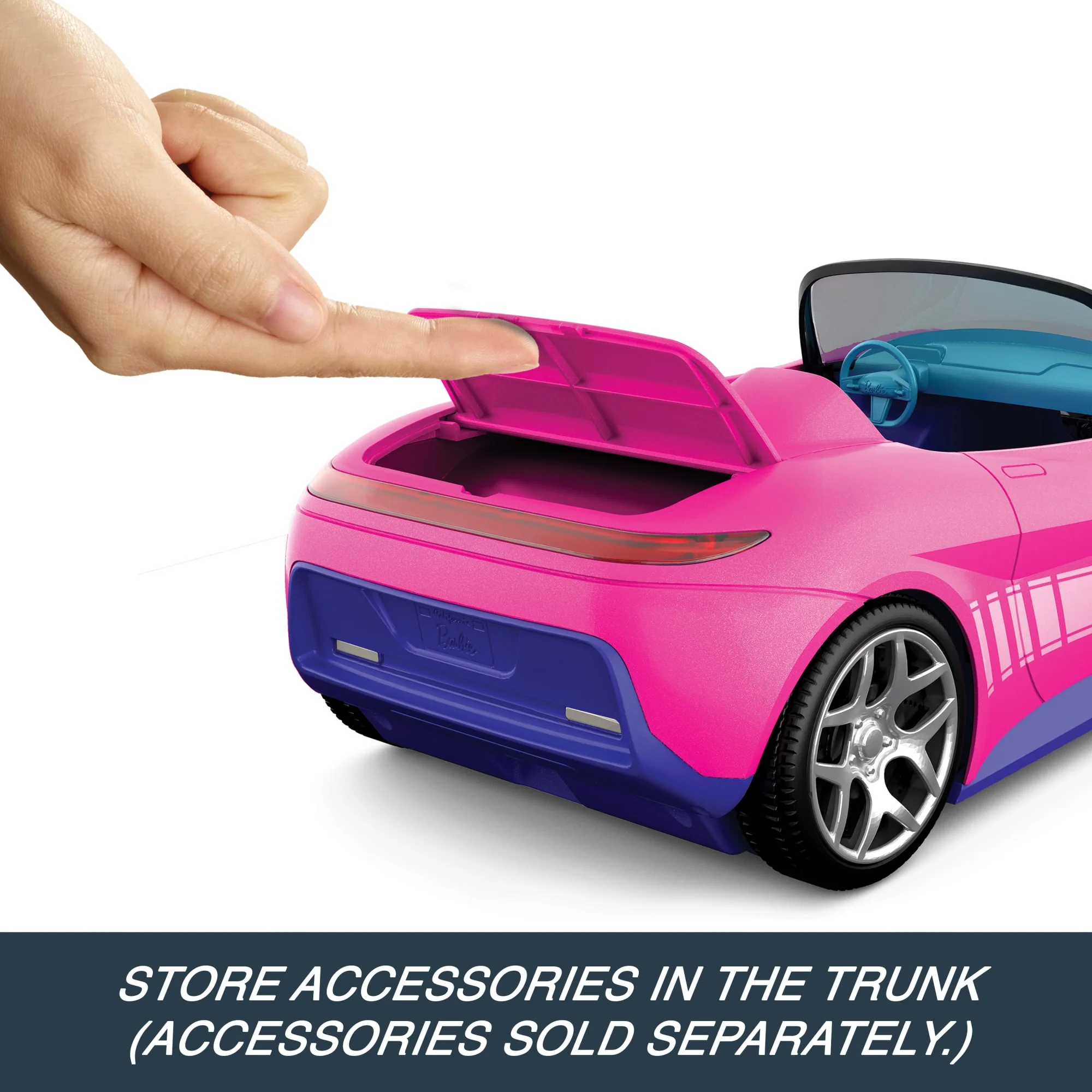 Hot Wheels RC Barbie Convertible, Battery-Powered Remote-Control Toy Car, Fits 2 Barbie Dolls - Image 4