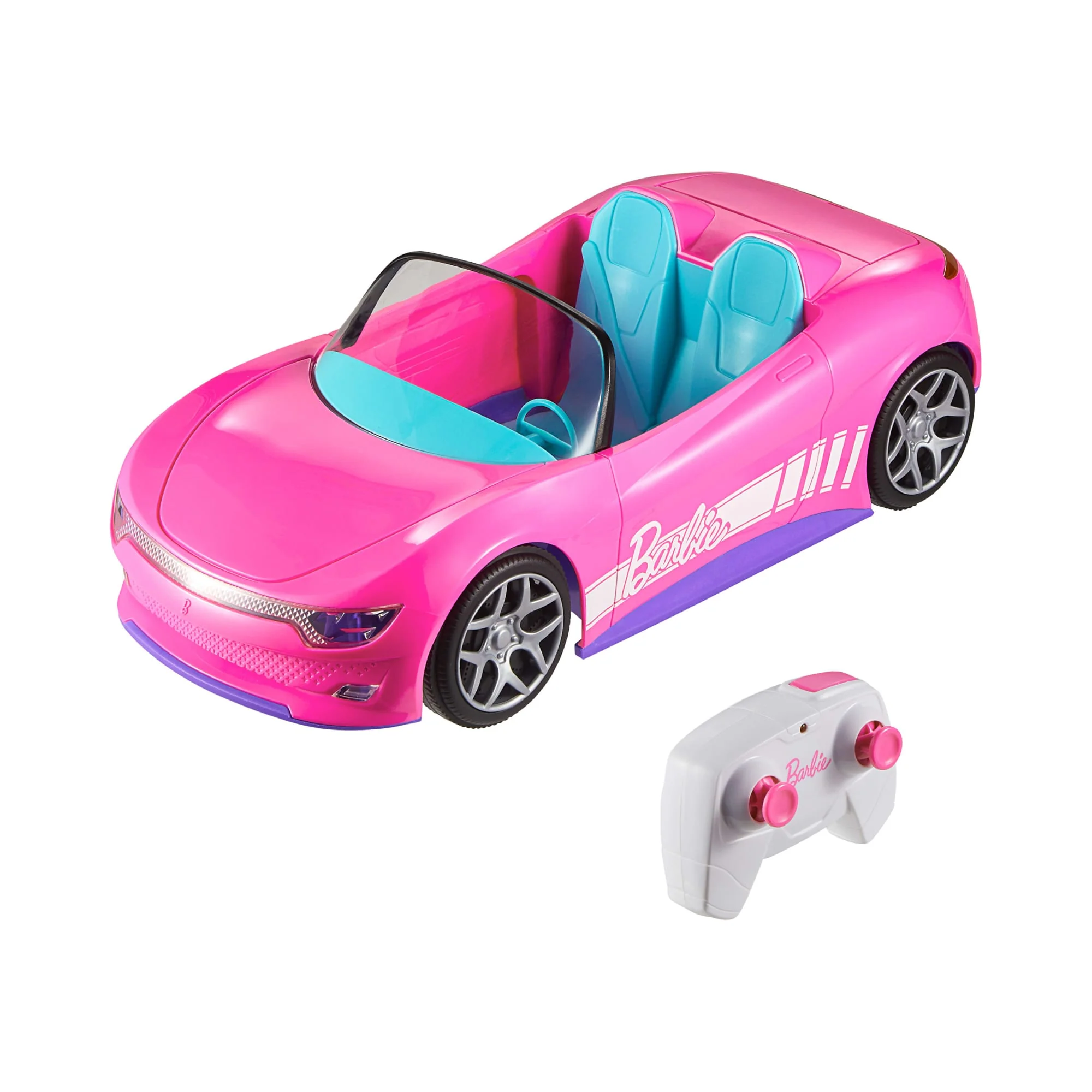 Hot Wheels RC Barbie Convertible & 2 Barbie Dolls, Battery-Powered Remote-Control Toy Car - Image 2