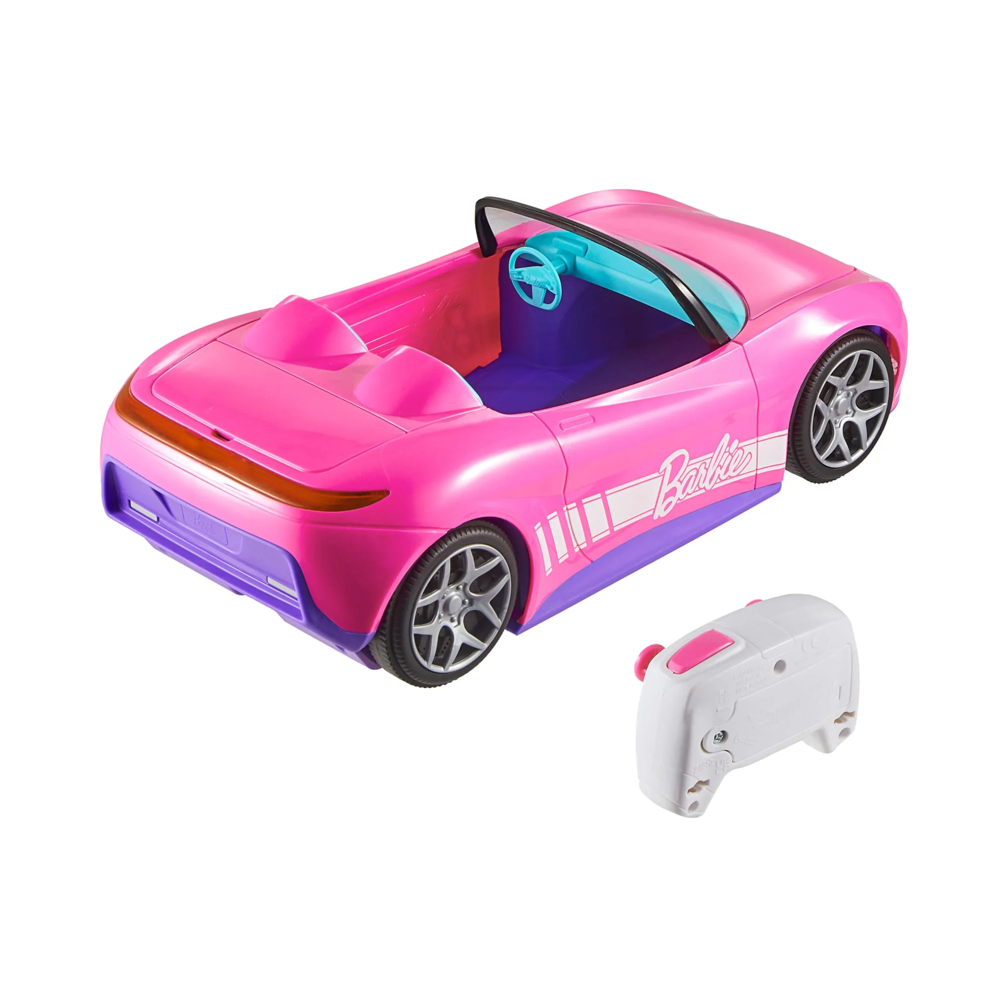 Hot Wheels RC Barbie Convertible & 2 Barbie Dolls, Battery-Powered Remote-Control Toy Car - Image 4