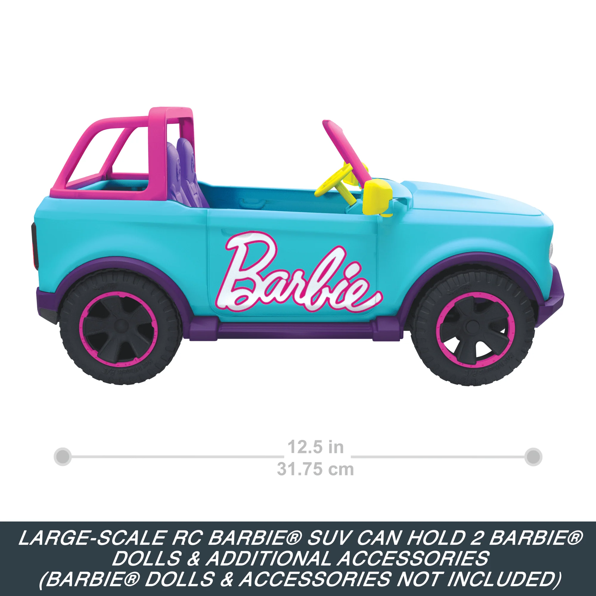 Hot Wheels Barbie RC Suv & Stickers, Battery-Powered Toy Truck, Fits 2 Barbie Dolls - Image 4