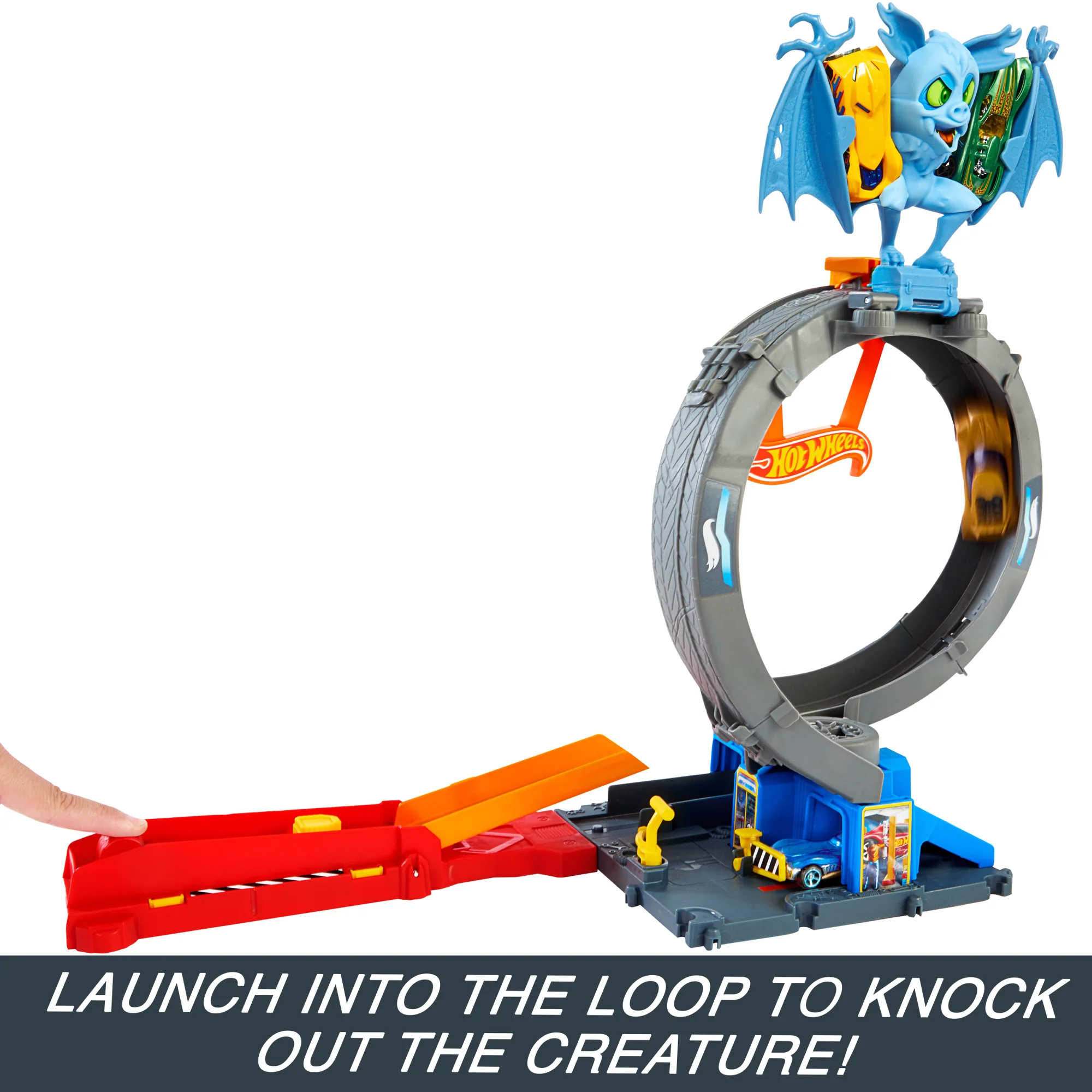 Hot Wheels City Bat Loop Attack Playset & 1:64 Scale Toy Car, Featured in The Series “Let's Race” - Image 5