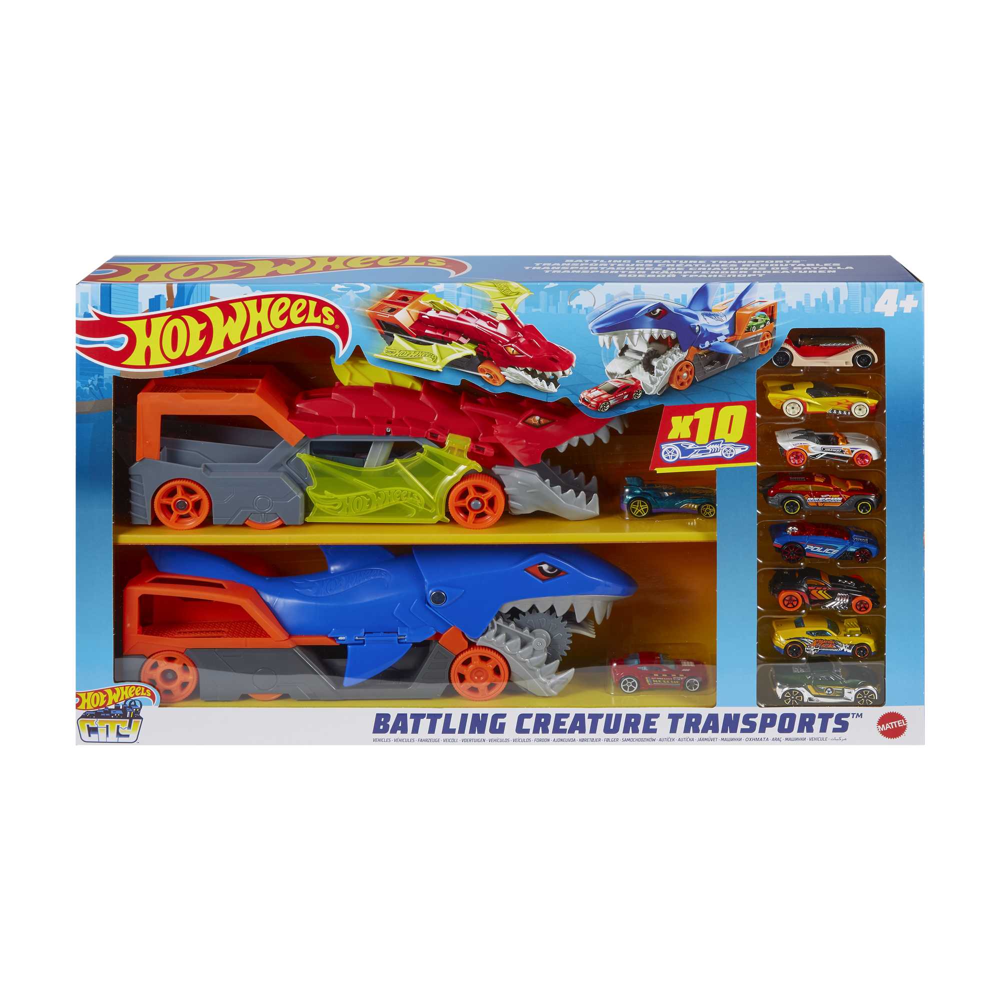 Hot Wheels City Battling Creature Transports Vehicle & 10 Die-Cast Toy Cars - Image 5