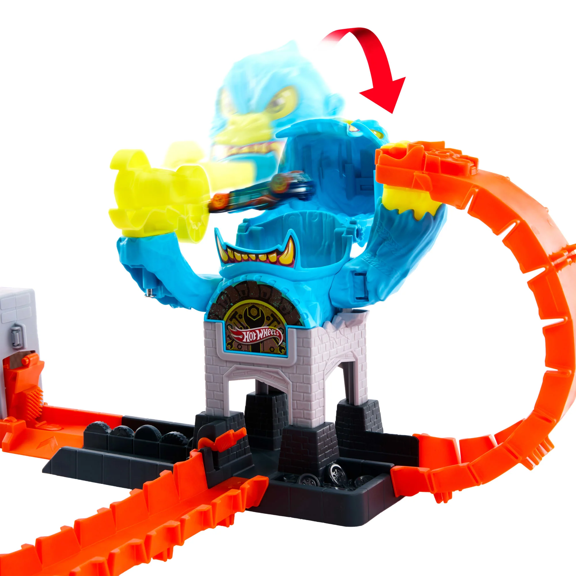 Hot Wheels City Gorilla Slam Attack Playset & Toy Car, Multiple Ways To Play, Speed Snap Track - Image 3