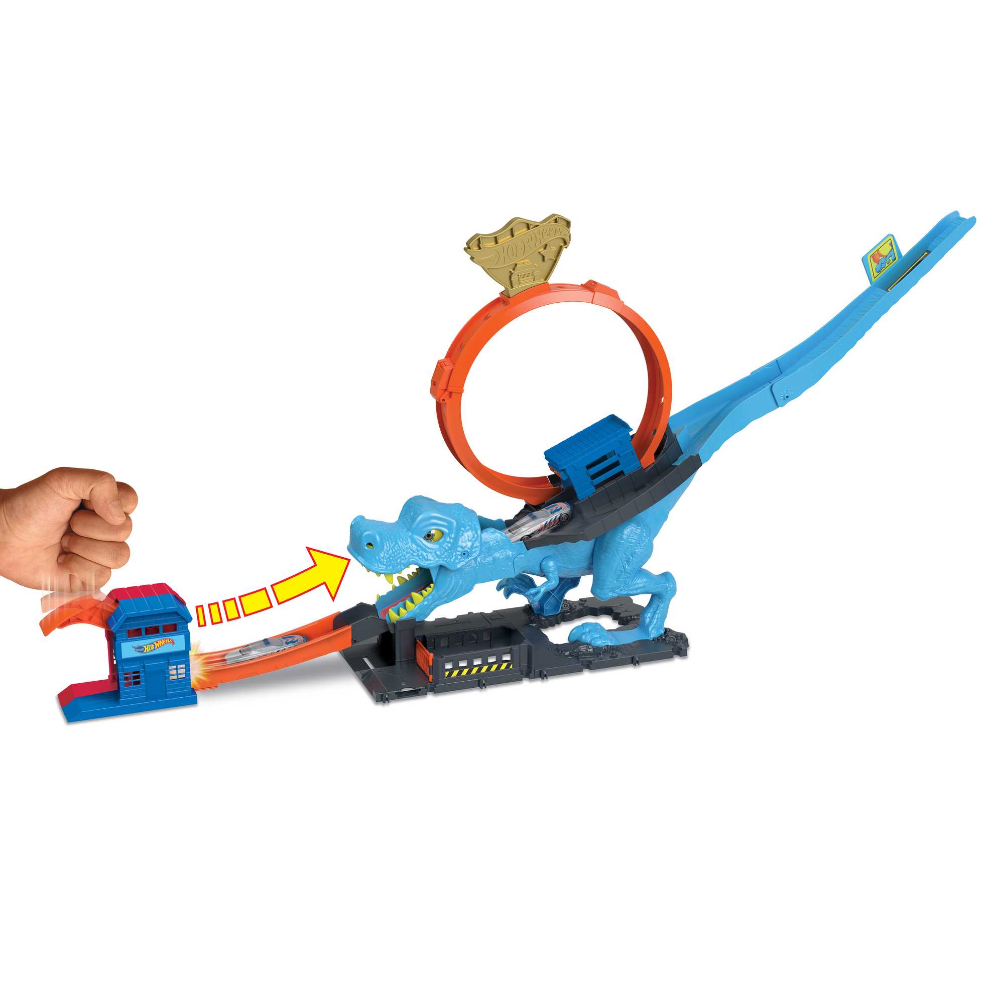 Hot Wheels City-L’Attaque du T-Rex-Coffret Looping, 1 Voiture Incluse - Image 2
