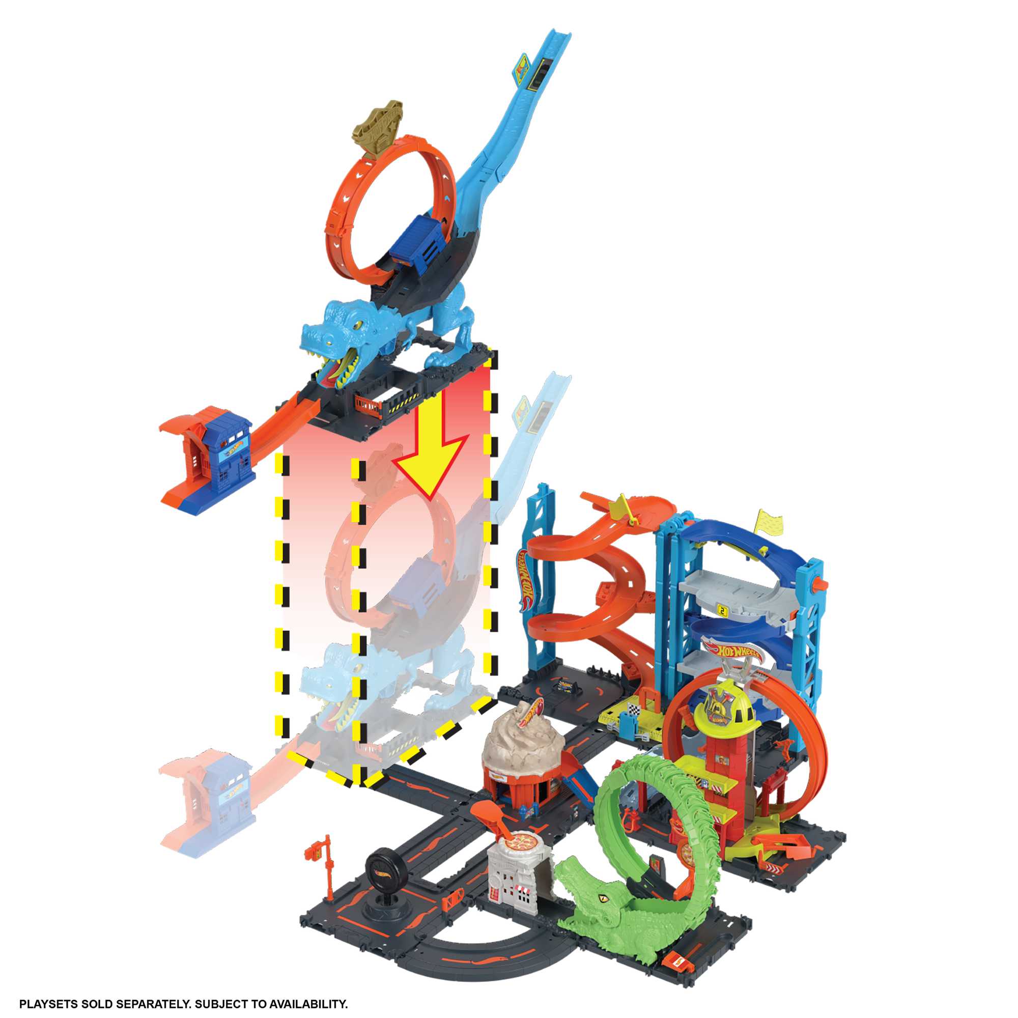 Hot Wheels City-L’Attaque du T-Rex-Coffret Looping, 1 Voiture Incluse - Image 5