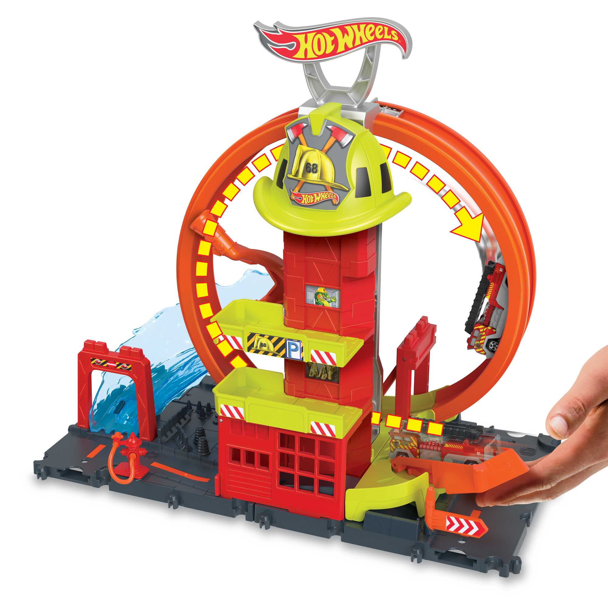 Hot Wheels City-Looping Caserne de Pompiers-Coffret, 1 Camion Inclus - Image 3