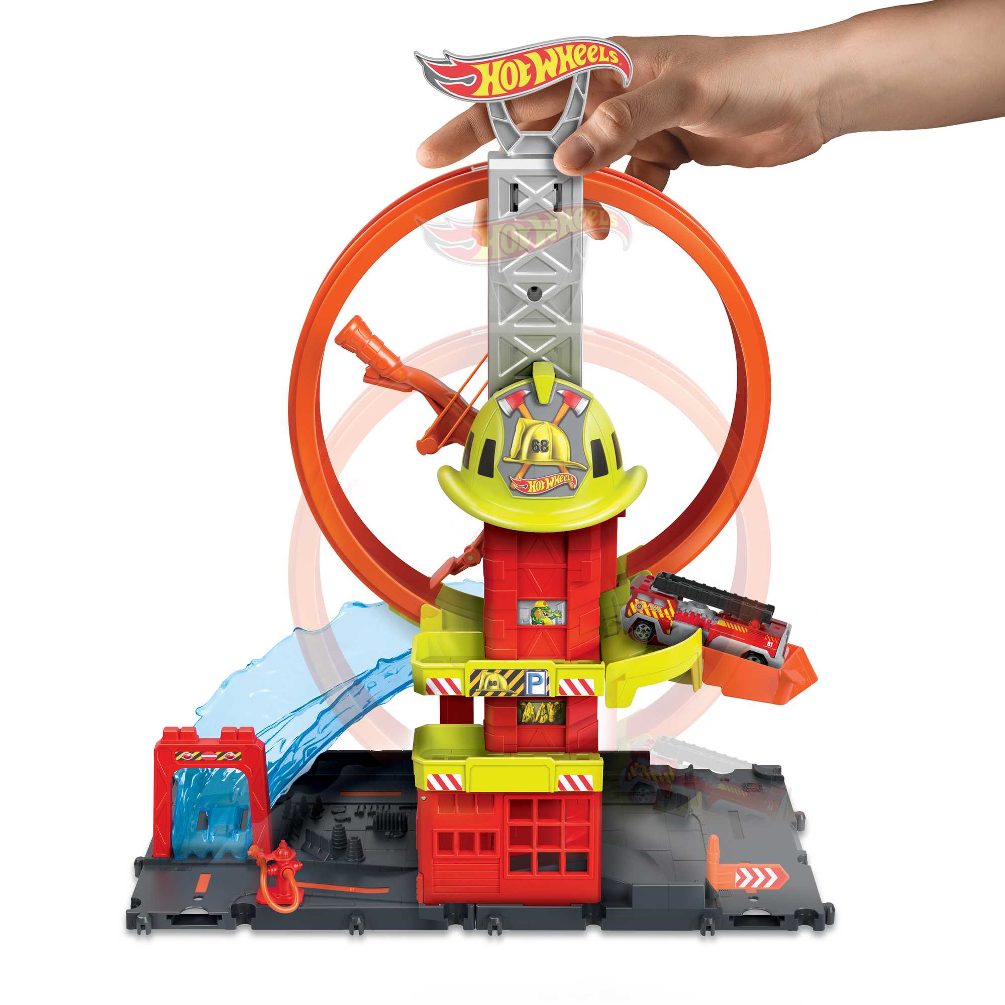 Hot Wheels City-Looping Caserne de Pompiers-Coffret, 1 Camion Inclus - Image 4